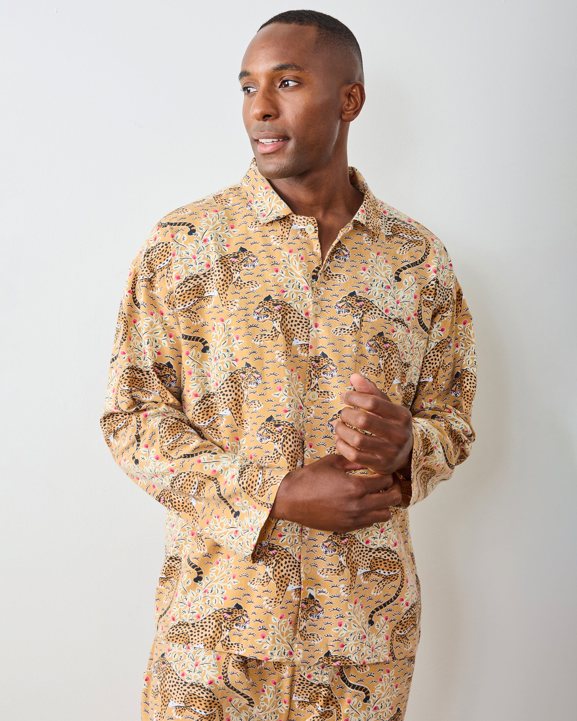 tobacco flannel Bagheera - Men's Lightweight Flannel Long PJ Set