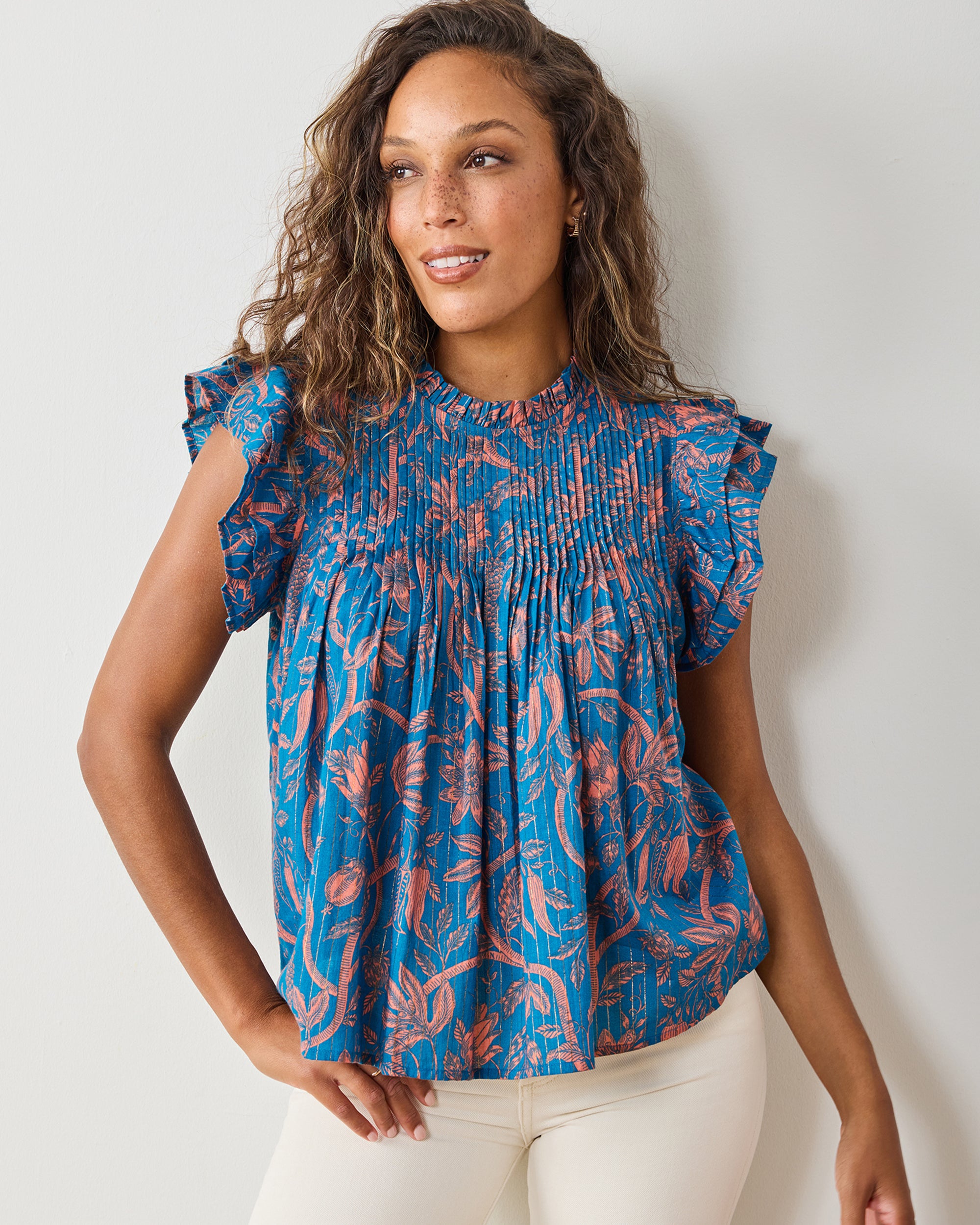 Etched Vine - When In Doubt Blouse - Turquoise Blush – Printfresh