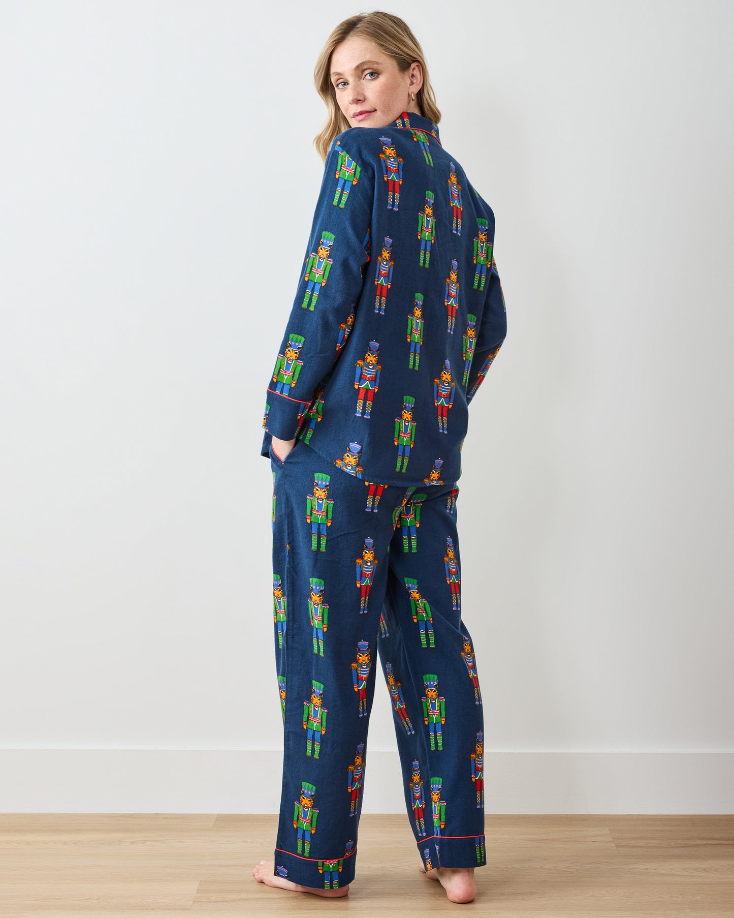 Leopard Nutcrackers - Midweight Flannel Long PJ Set - Navy