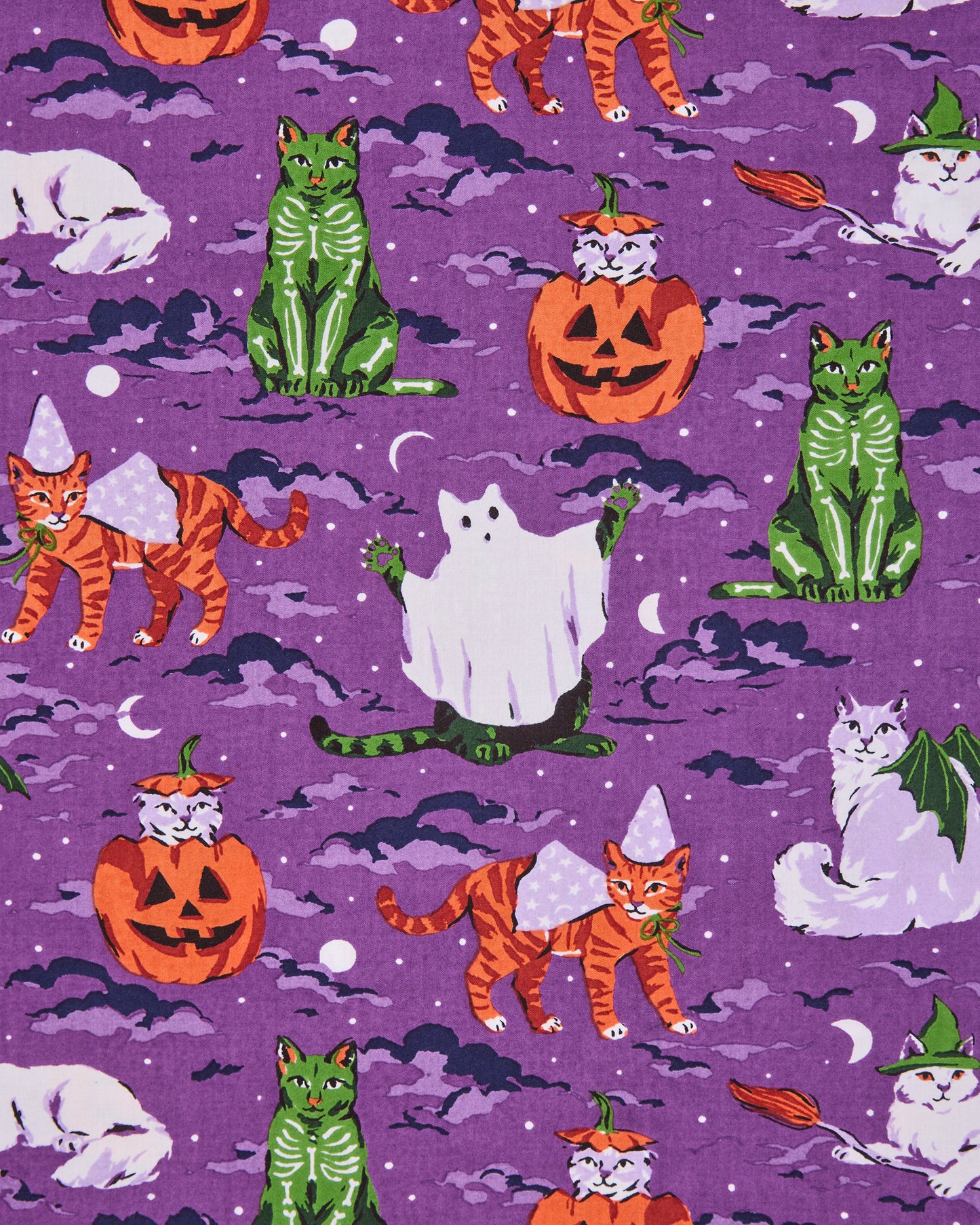 Halloween House Cats - Petite PJ Pants - Purple Tonic - Printfresh