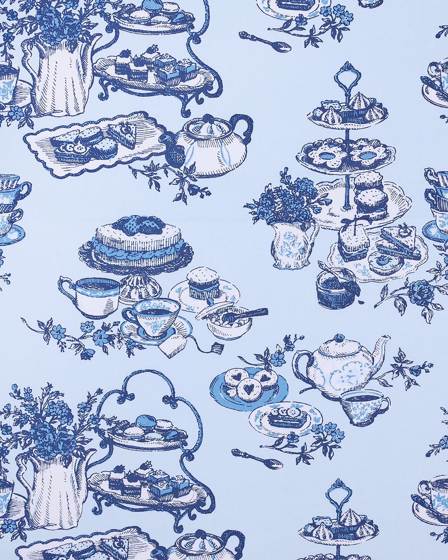 High Tea Toile - Pintuck Nightgown - Notting Hill Blue - Printfresh