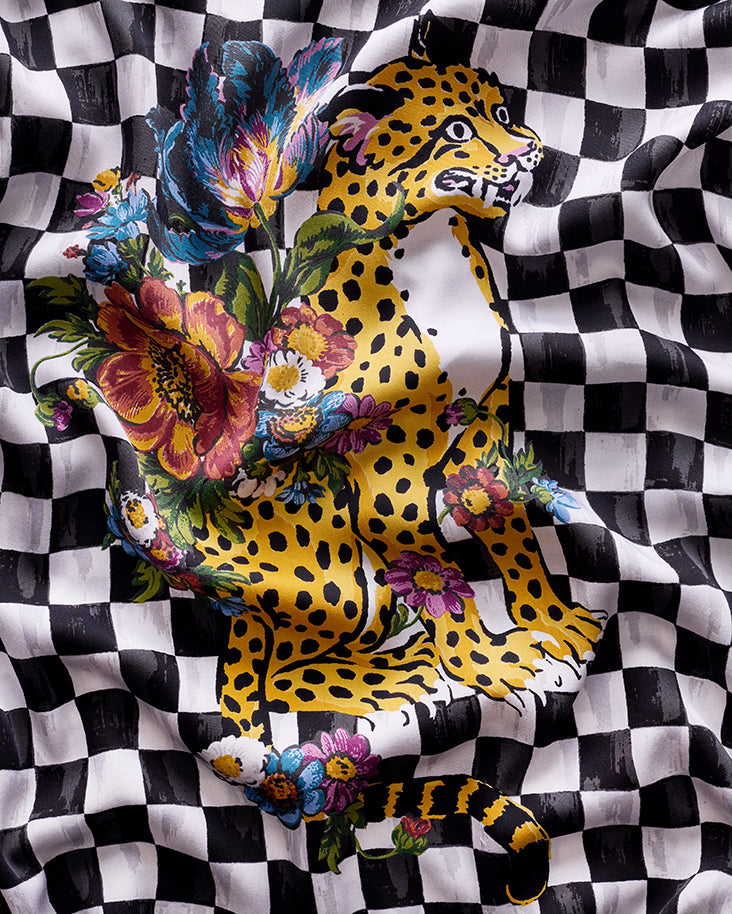 Courtly Check Bagheera - Eco Satin Robe - Floral - Printfresh