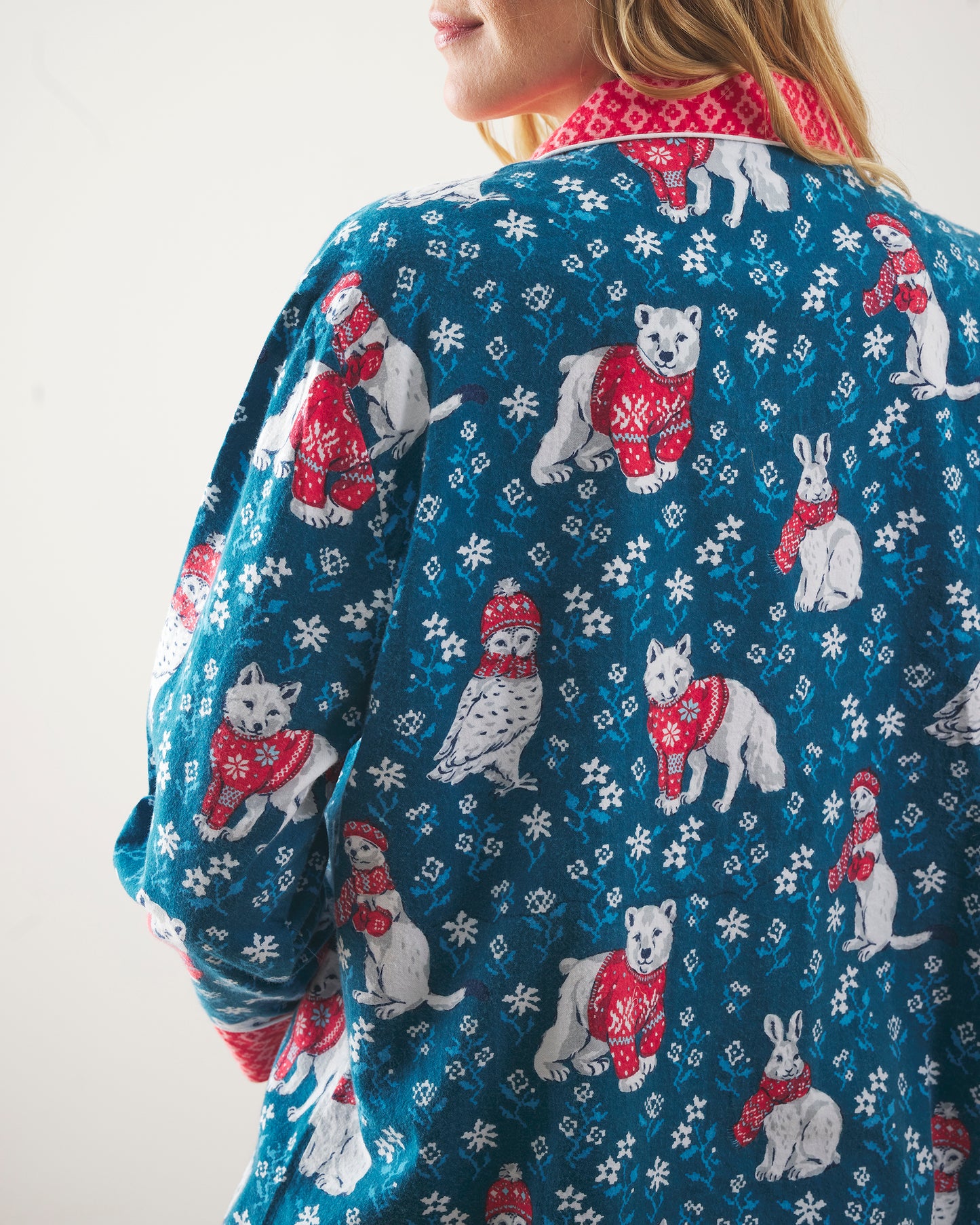 Bundled Up - Lightweight Flannel Long PJ Set - Navy - Printfresh