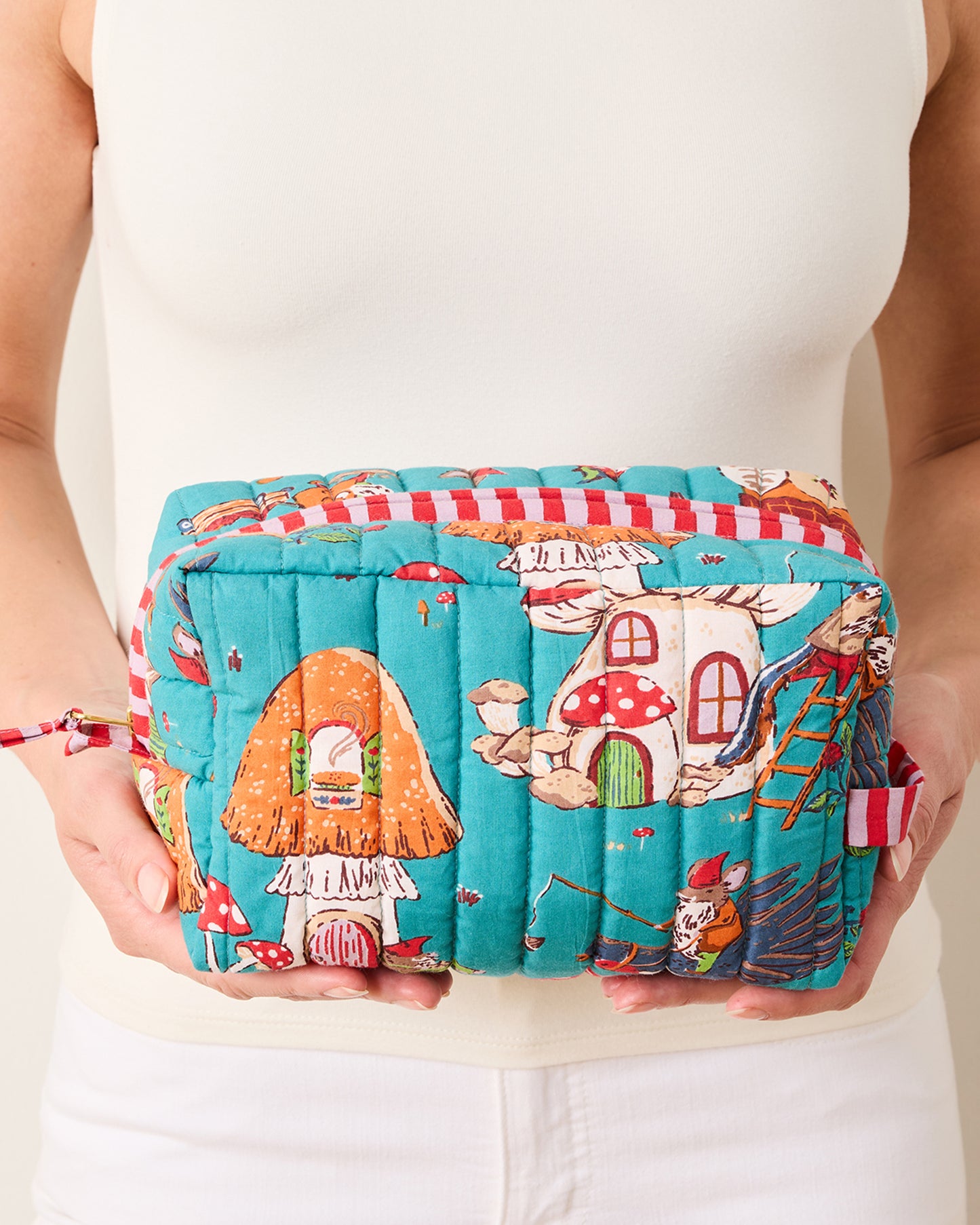 Autumn Critters - Quilted Pouch - Teal - Printfresh