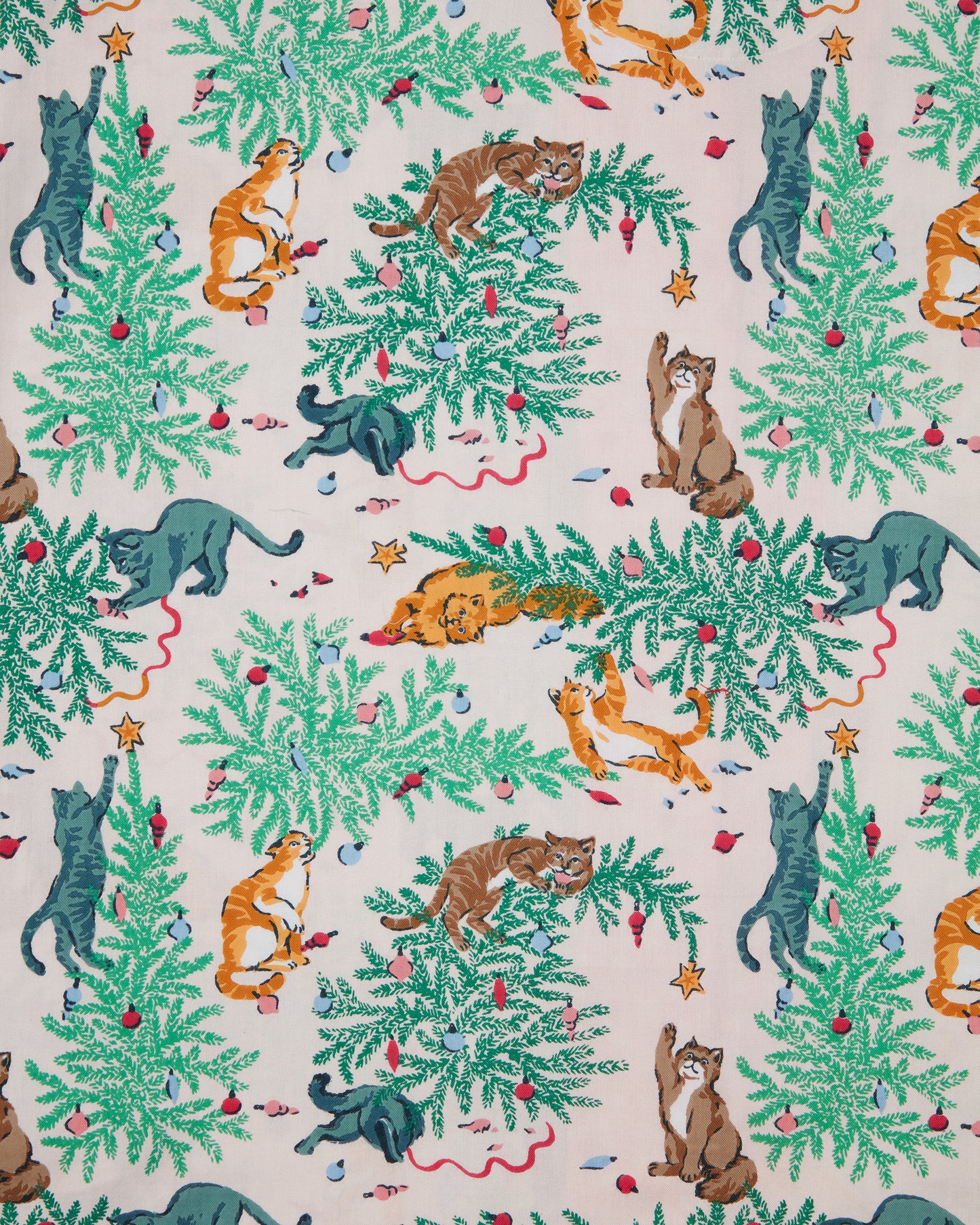 Frisky Firs - Lightweight Flannel Long PJ Set - Sweet Cream - Printfresh