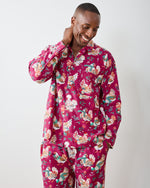 Holiday Hens - Men's Lightweight Flannel Long PJ Set - Burgundy - Printfresh