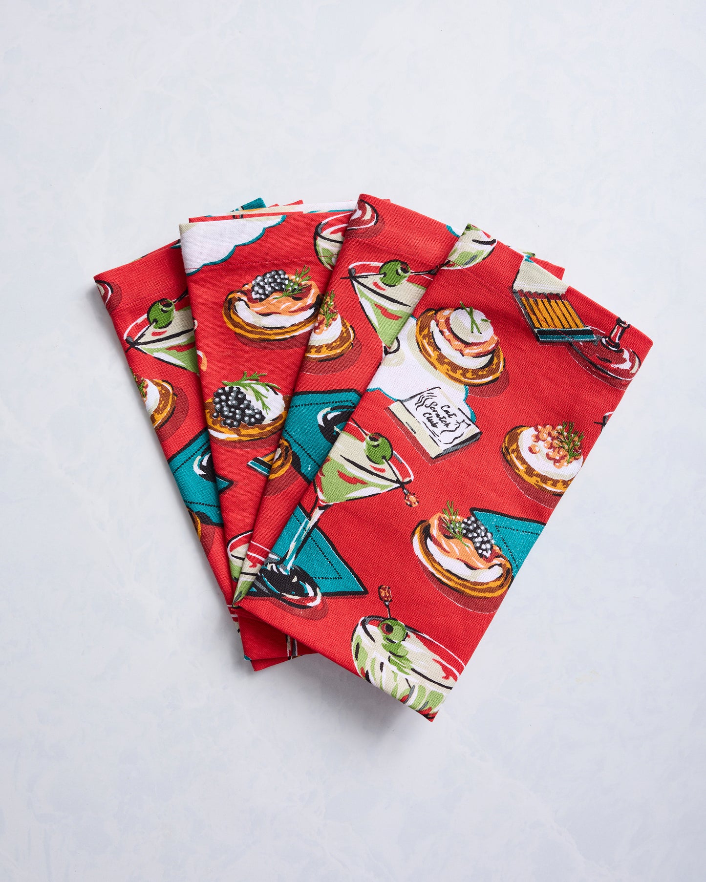 Blinis & Martinis - Print Napkins Set of 4 - Matchbook Red - Printfresh
