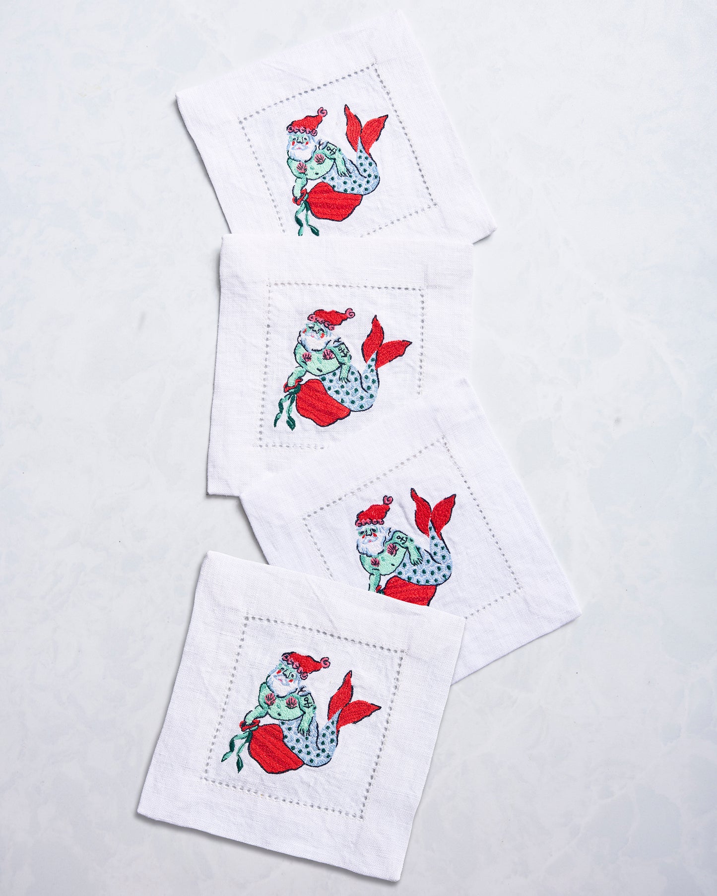 Merry Mermen - Set of 4 Coktail Napkins - Dolphin Tail - Printfresh