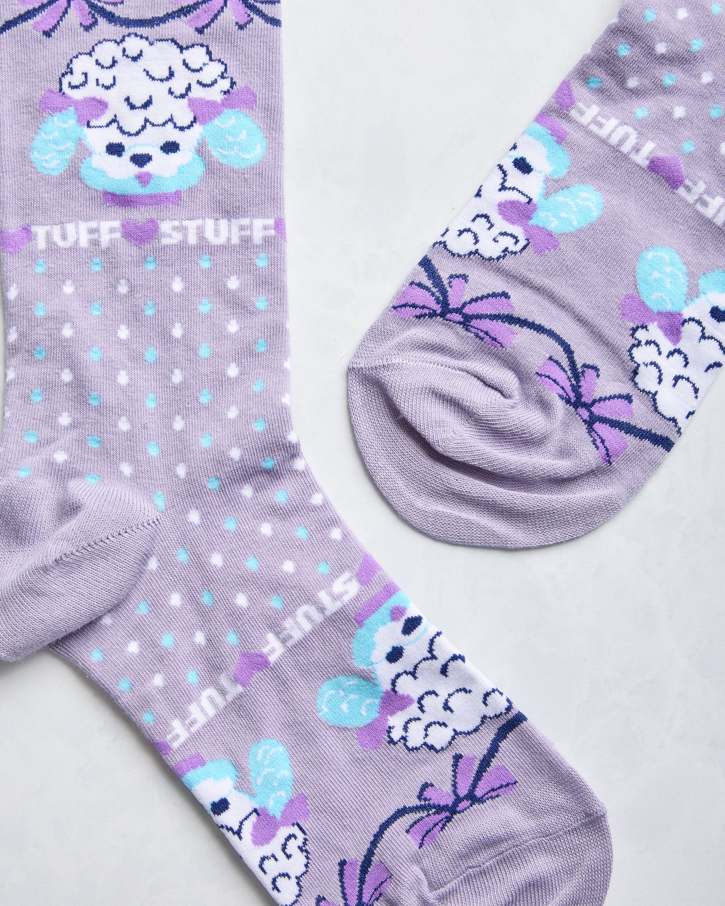 Purple Combo - Tuff Stuff Poodle Crew Socks - Printfresh