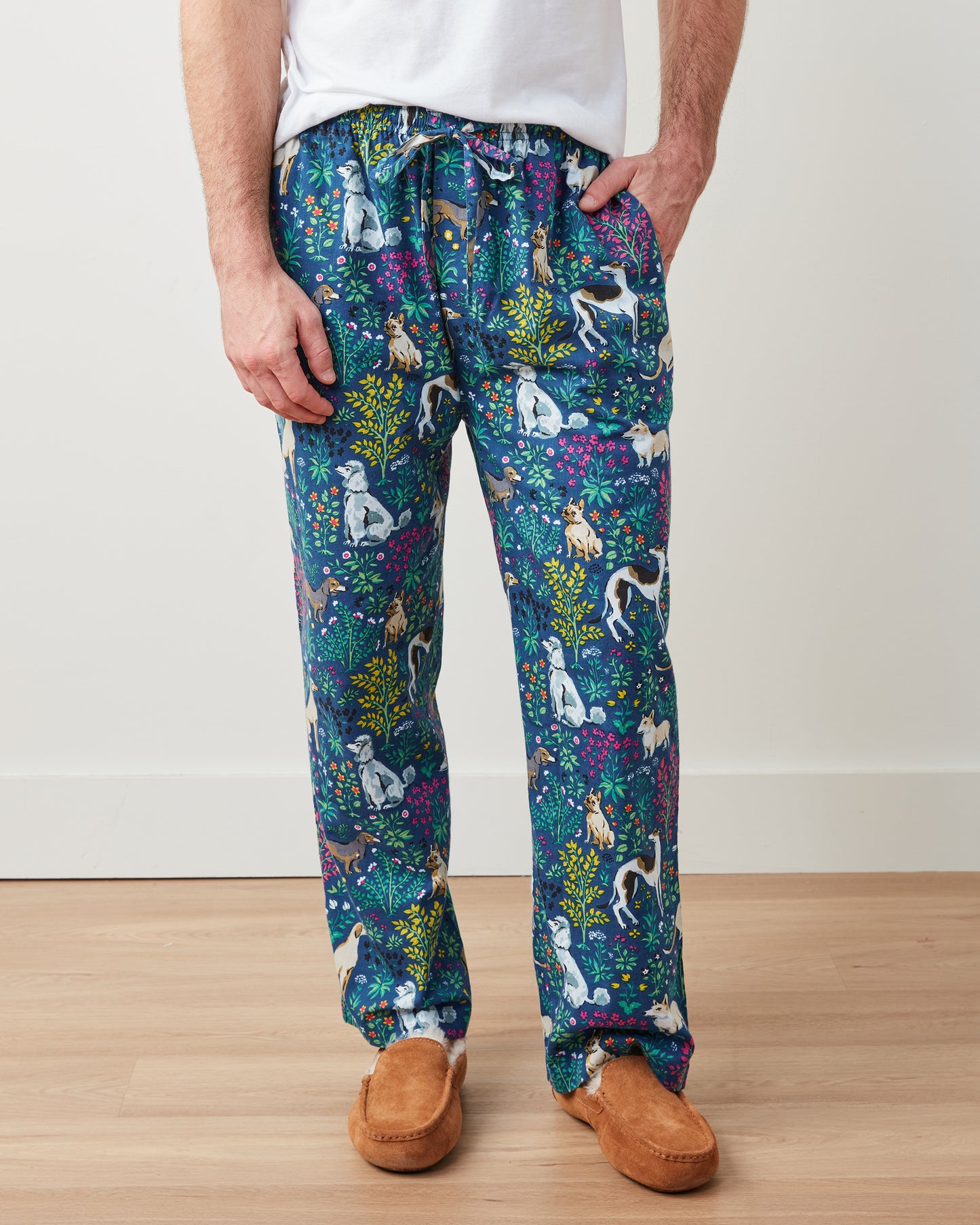 Must Love Dogs - Men's Lightweight Flannel PJ Pants - Indigo - Printfresh