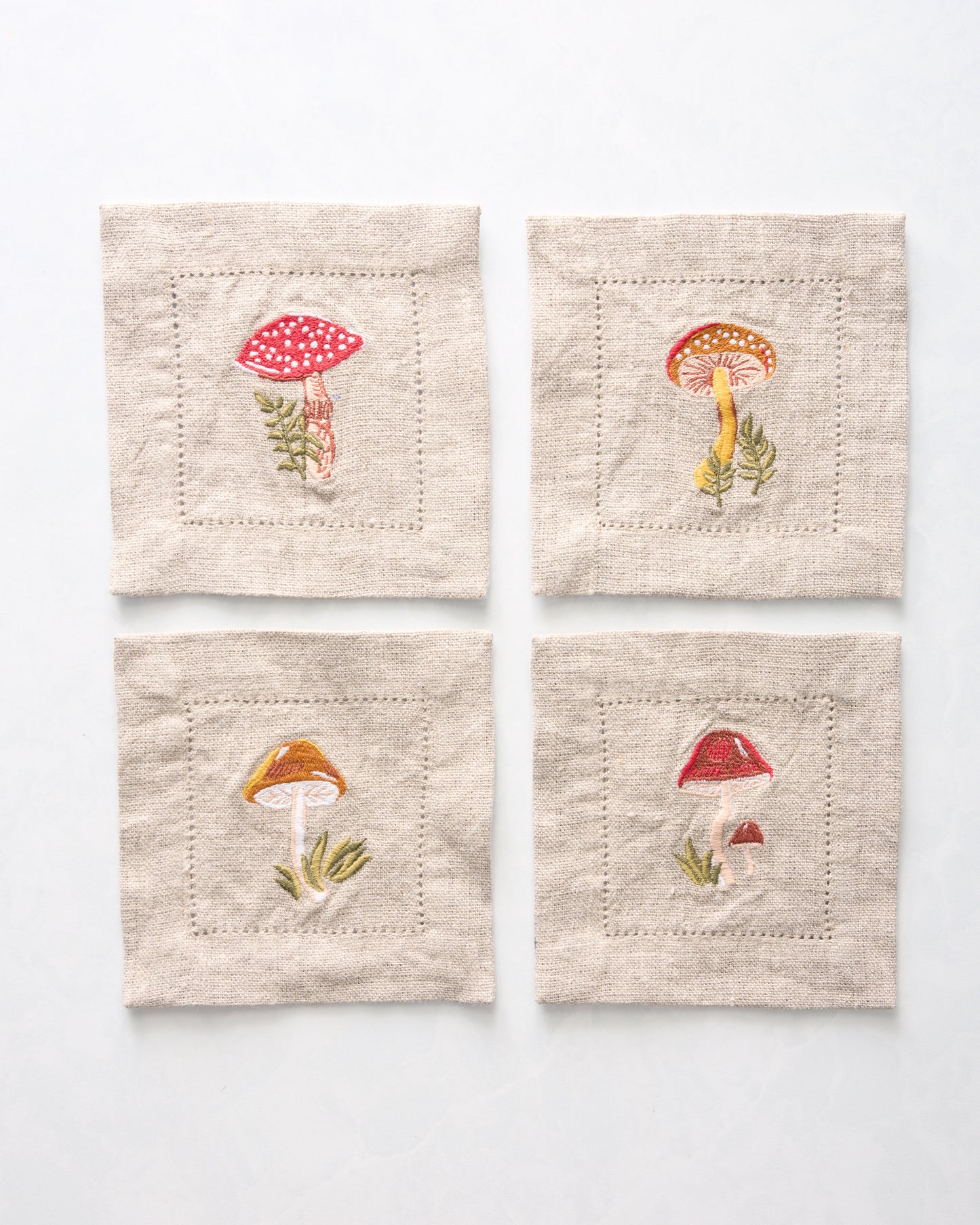 Mushroom Medley - Cocktail Napkins Set of 4 - Truffle - Printfresh