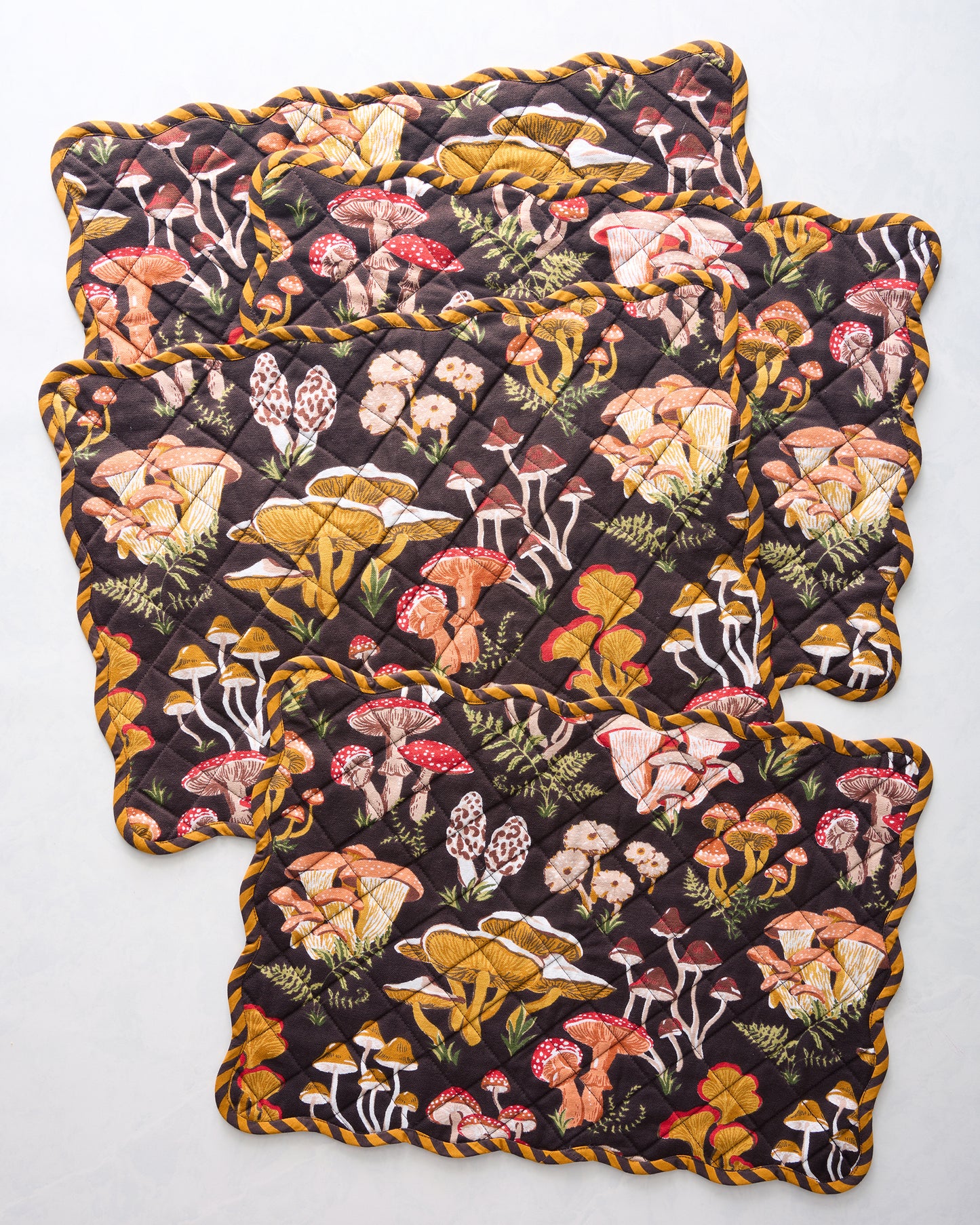 Mushroom Medley - Placemats Set of 4 - Truffle - Printfresh