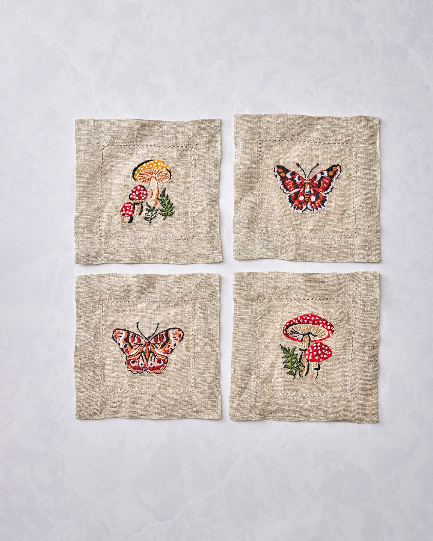 Butterfly Forager - Cocktail Napkins & Tea Towels Bundle - Rosewood