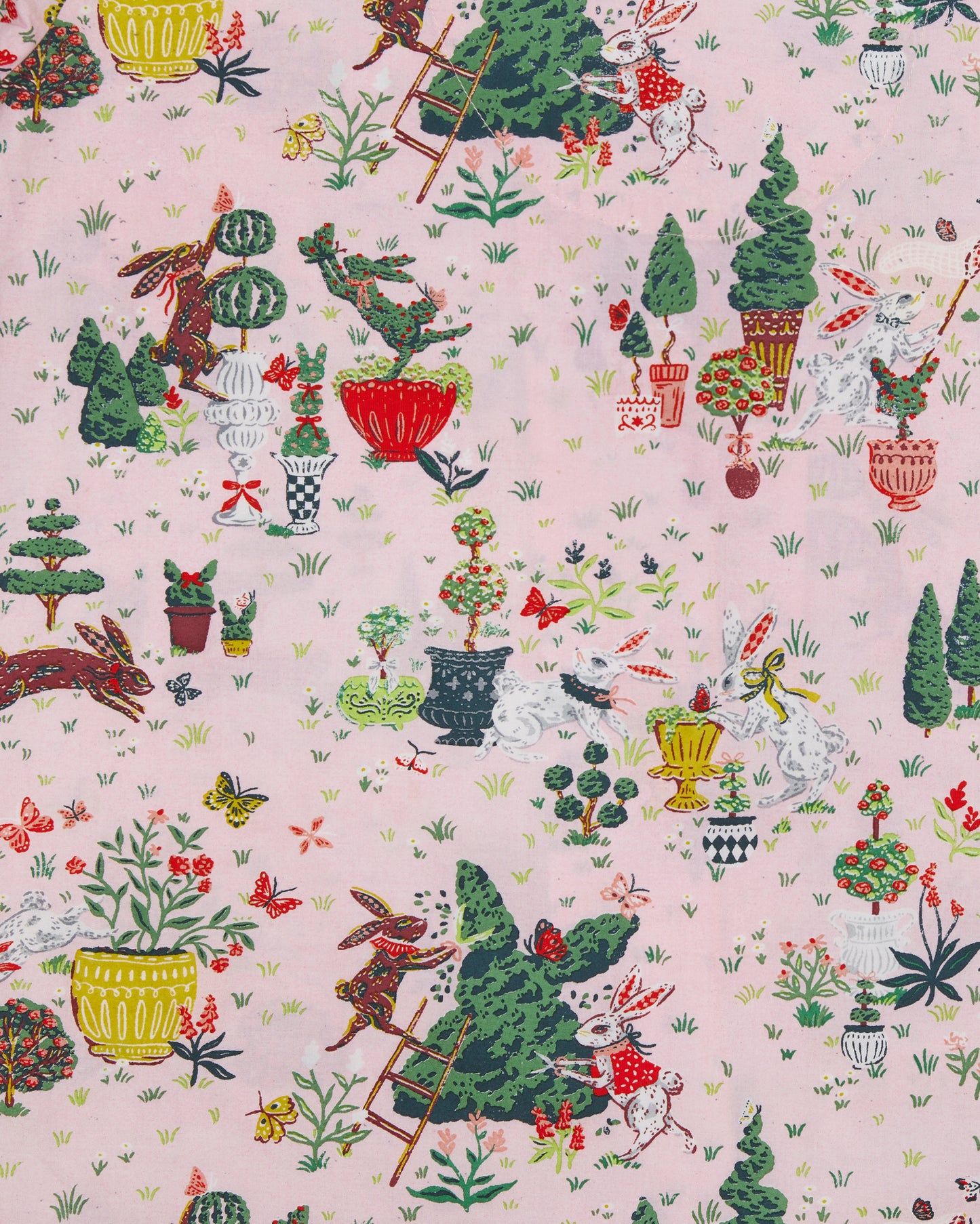 Rabbit Topiary - Pintuck Cropped Pant Set - Easter Pink - Printfresh