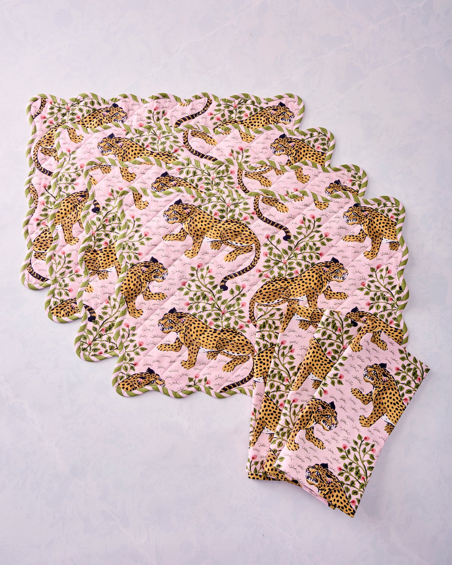 Bagheera - Set of 4 Placemats & Napkins - Blush