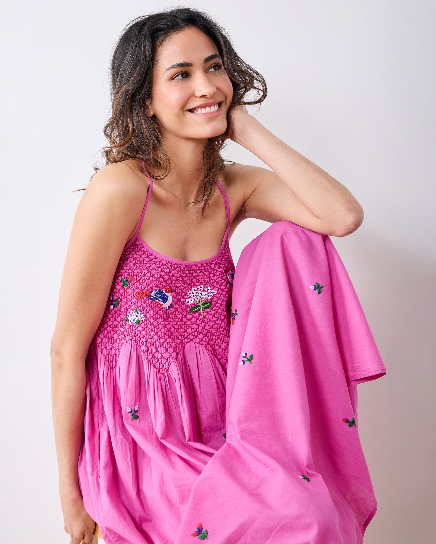 Bird & Blossom - Naya Nightie - Fuchsia Berry - Printfresh