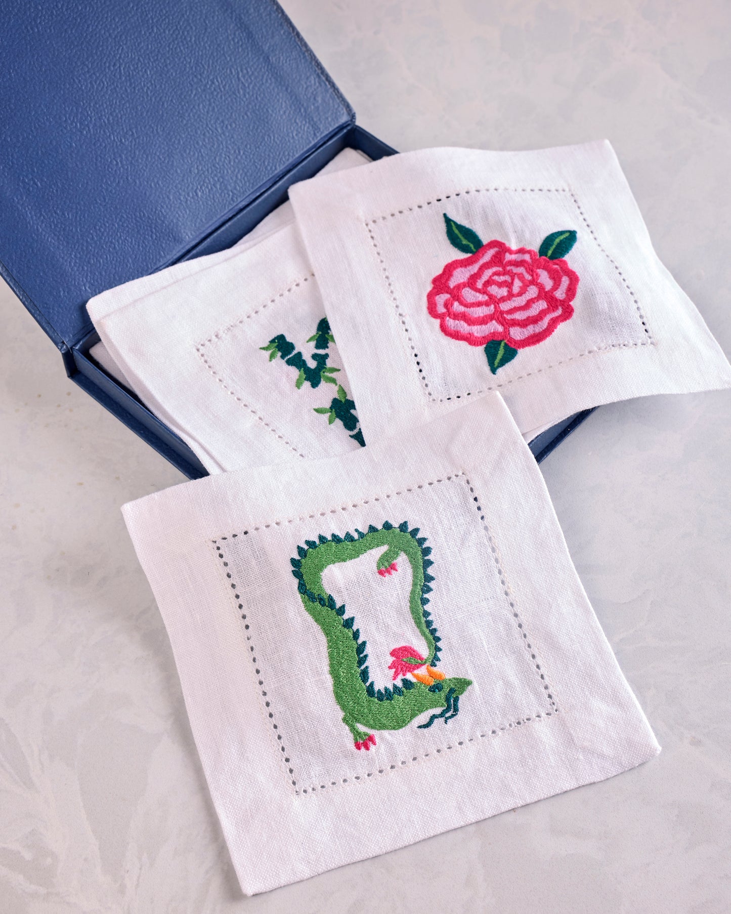 Mah Jongg Menagerie - Cocktail Napkins Set of 6 - Pale Jade - Printfresh