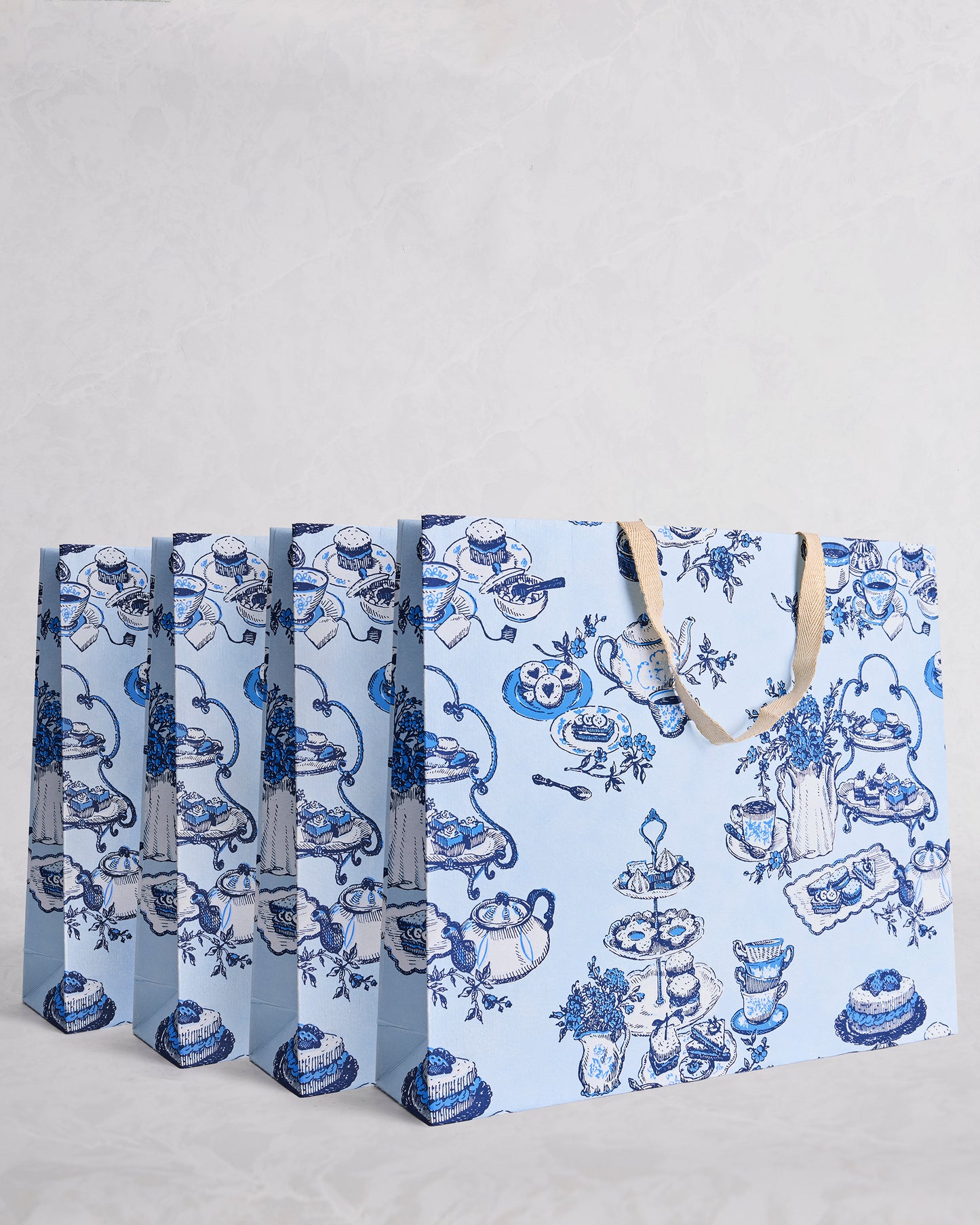 High Tea Toile - Set of 4 Gift Bags - Notting Hill Blue - Printfresh