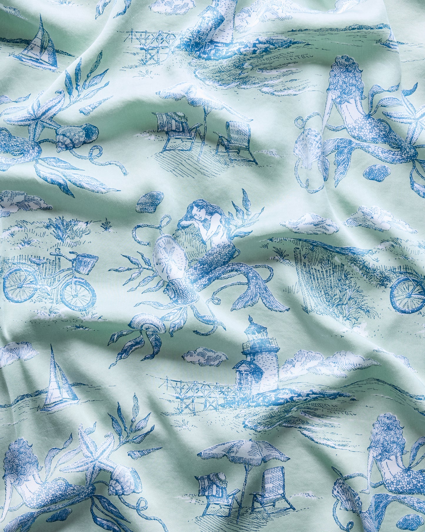 Mermaid Toile - Eco Satin Pamela Set - Seafoam - Printfresh