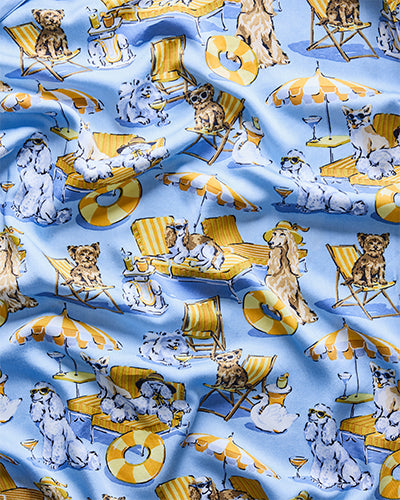 Palm Royale Pooches - Eco Satin Pillowcase - Cerulean Splash - Printfresh