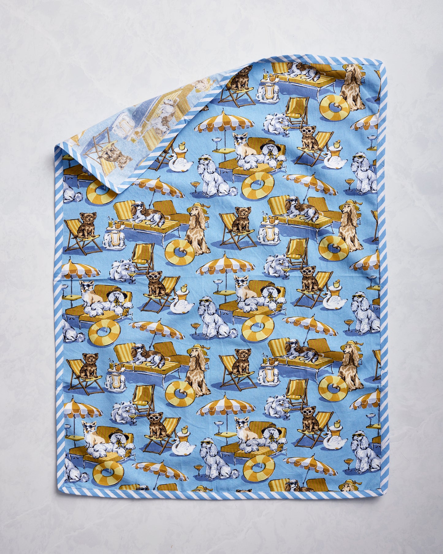 Palm Royale Pooches - Tea Towels Set of 2 - Cerulean Splash - Printfresh