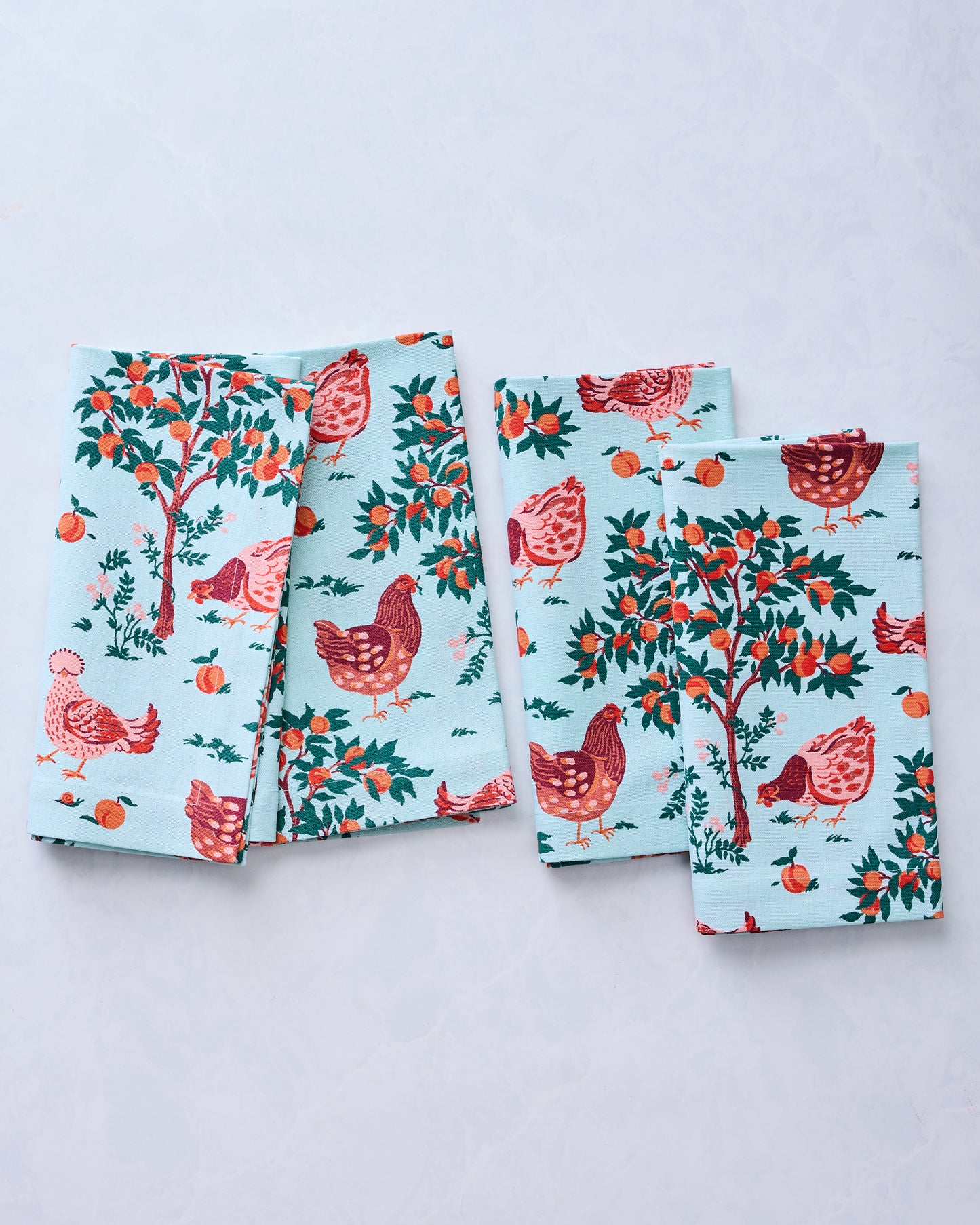 Hen House - Dinner Napkins Set Of 4 - Soft Blue - Printfresh