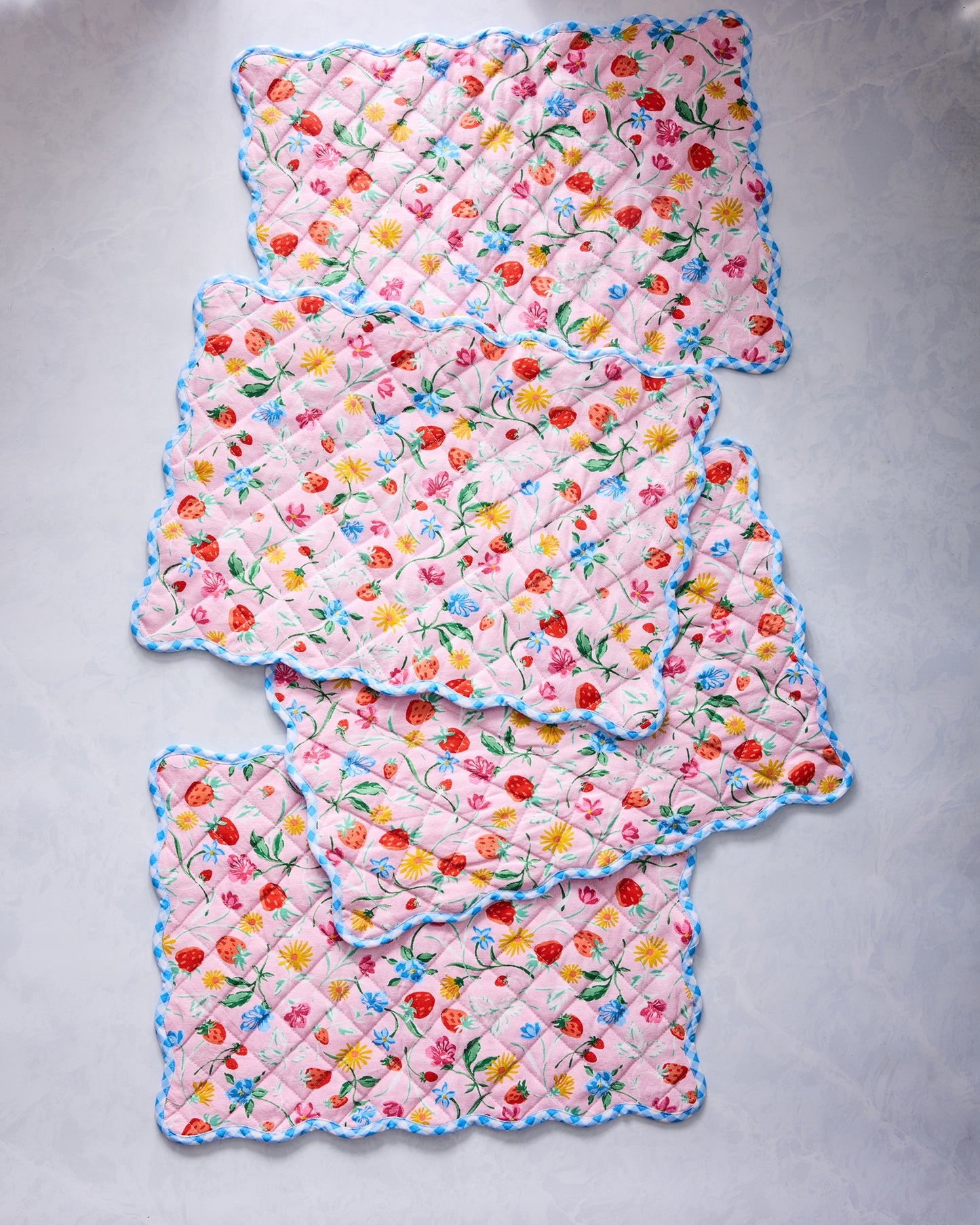 Strawberry Vines - Set of 4 Placemats & Set of 4 Napkins - Blush - Printfresh