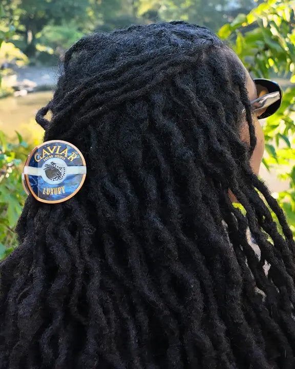 Solar Eclipse - Hand Painted Caviar Claw Hair Clip - Blue - Printfresh