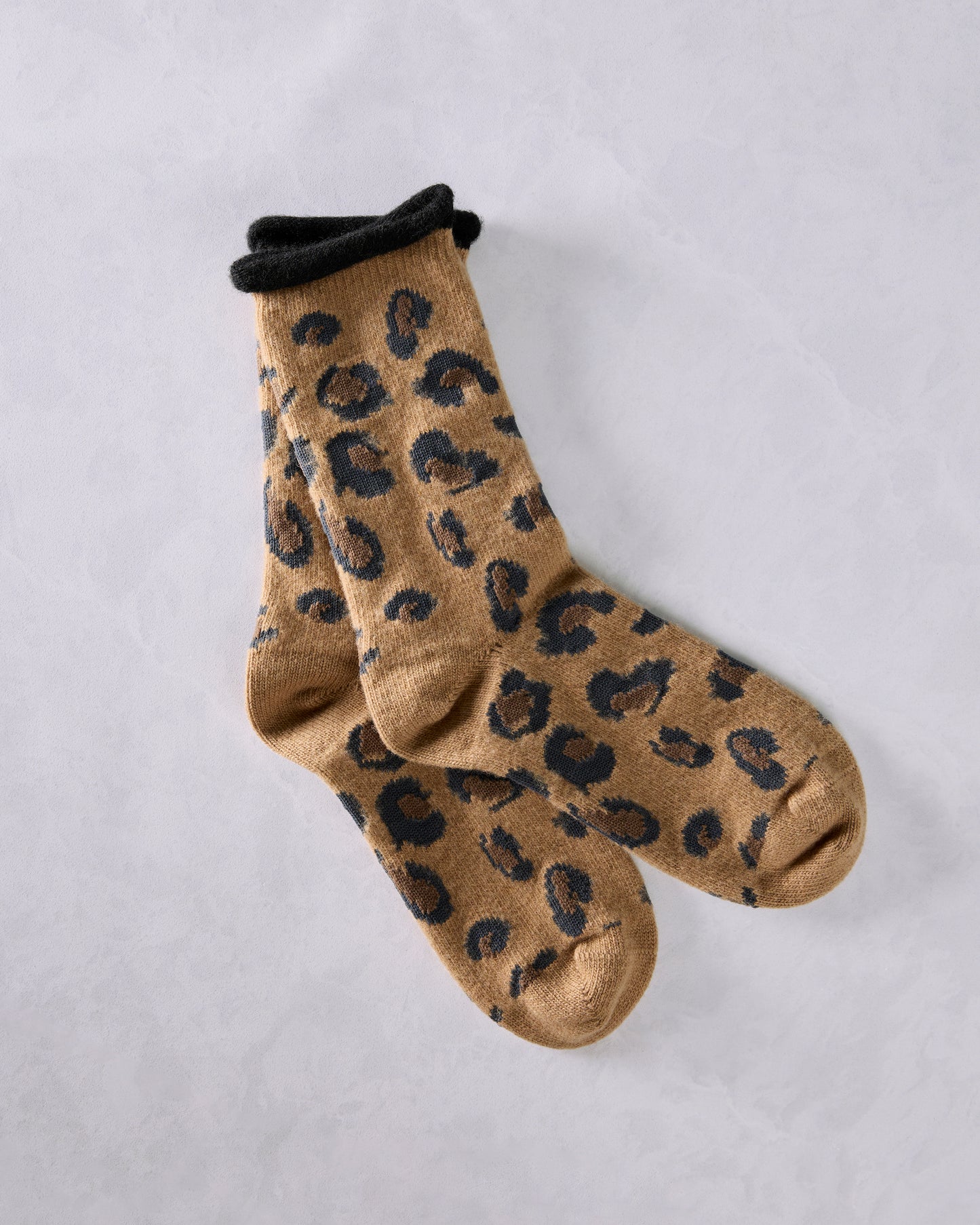 Camel - Cheetah Cashmere Crew Sock - Hansel from Basel