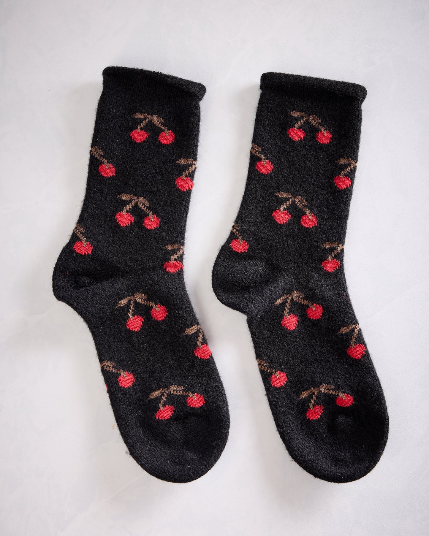 Black - Cherry Bomb Cashmere Crew Sock - Hansel from Basel - Printfresh
