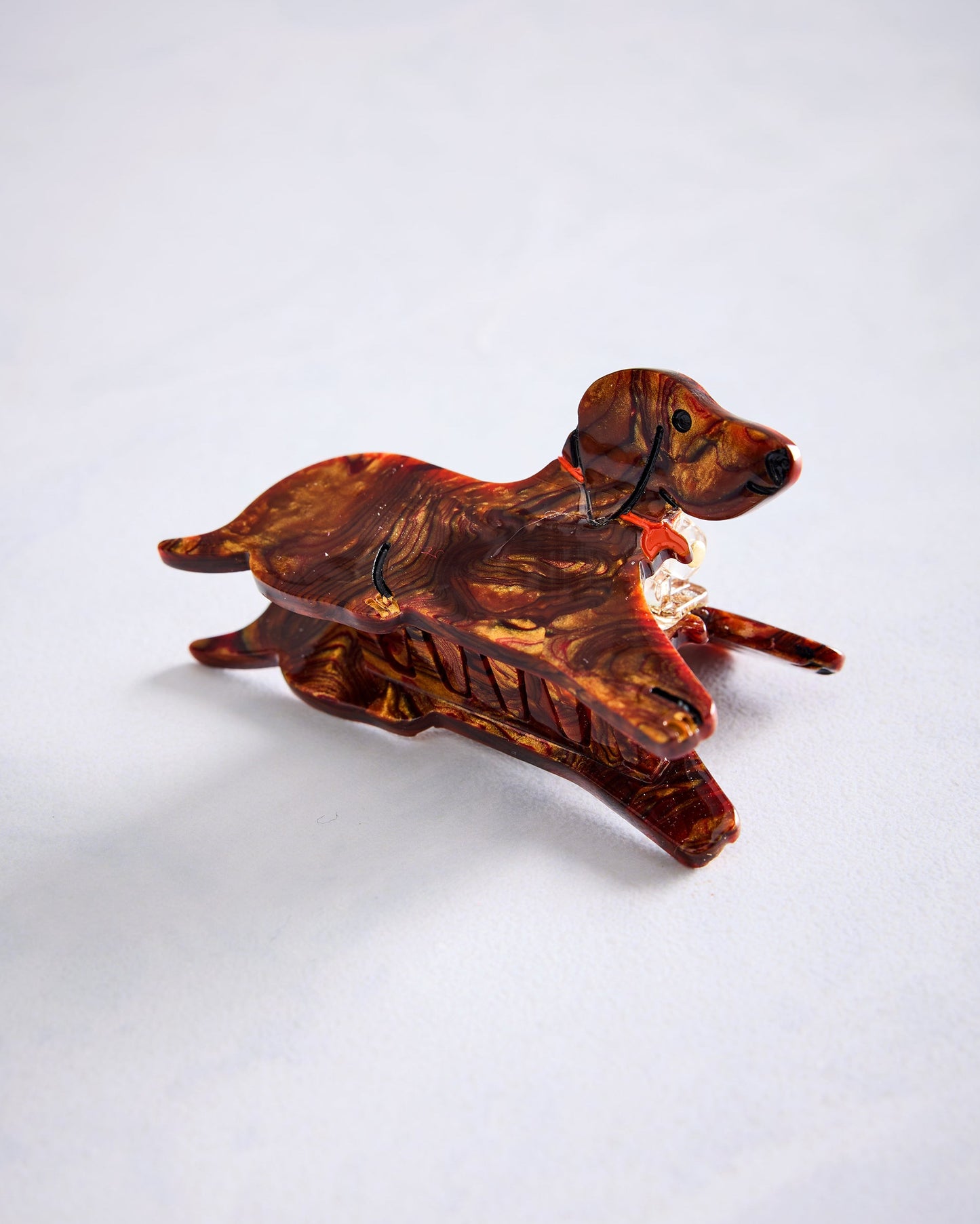 Solar Eclipse - Hand Painted Dachshund Dog Claw Hair Clip - Brown Combo - Printfresh