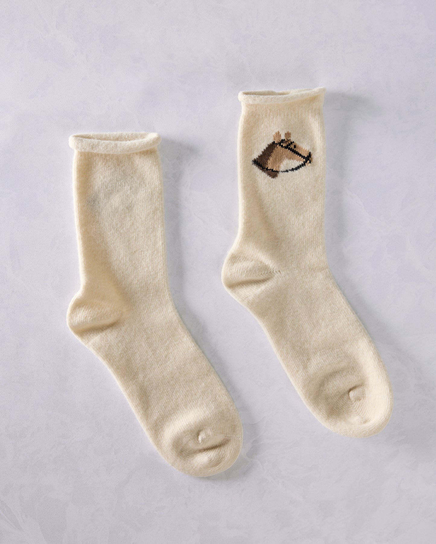Ivory - Horse Cashmere Crew Sock - Hansel from Basel