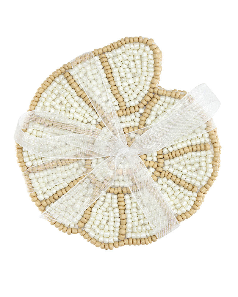 Ivory Combo - Beaded Shell Coasters Set of 4 - Creative Brands - Printfresh