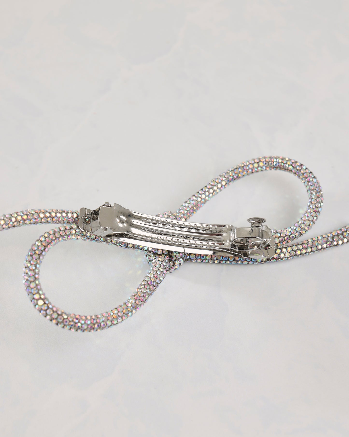 Silver - Sparkling Bow Barette - LadyJuneAccessories
