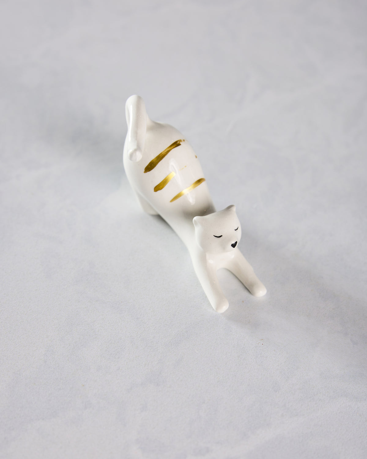 White Combo - Ceramic Stretching Cat Ring Holder - Lisa Angel - Printfresh