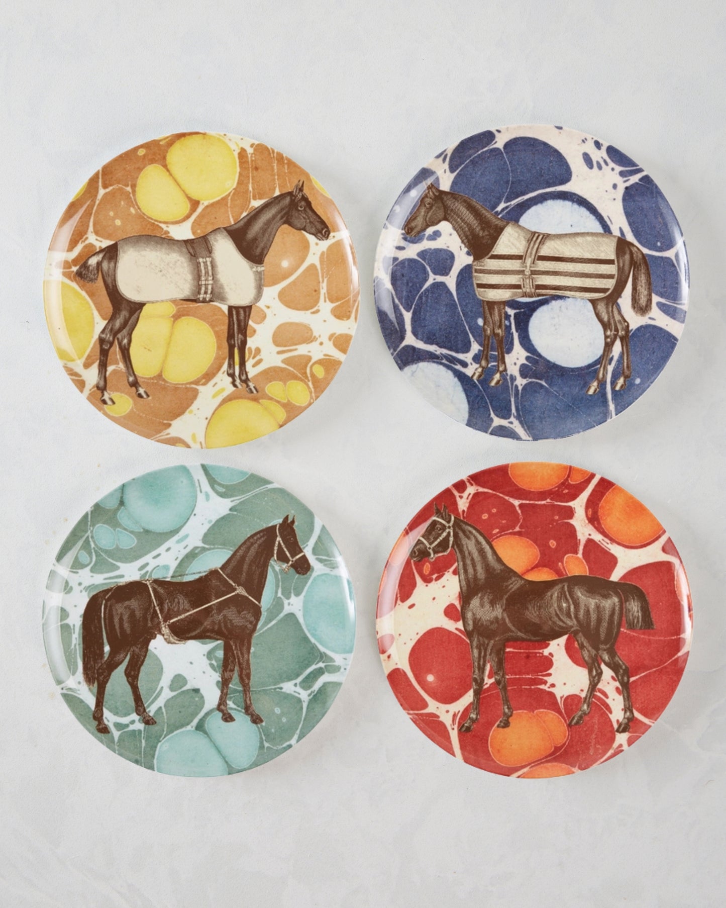 Multi - Equestrian Melamine Dinner Plates Set of 4 - THOMASPAUL