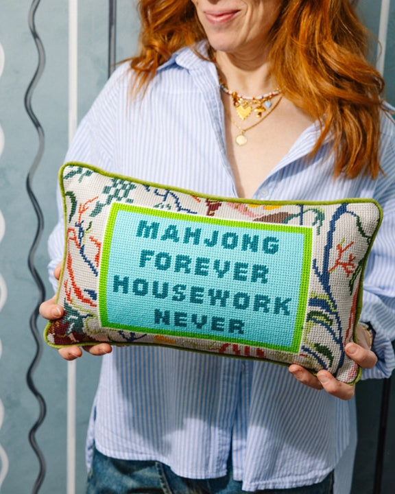 Multi - Mahjong Needlepoint Pillow - Furbish Studio - Printfresh