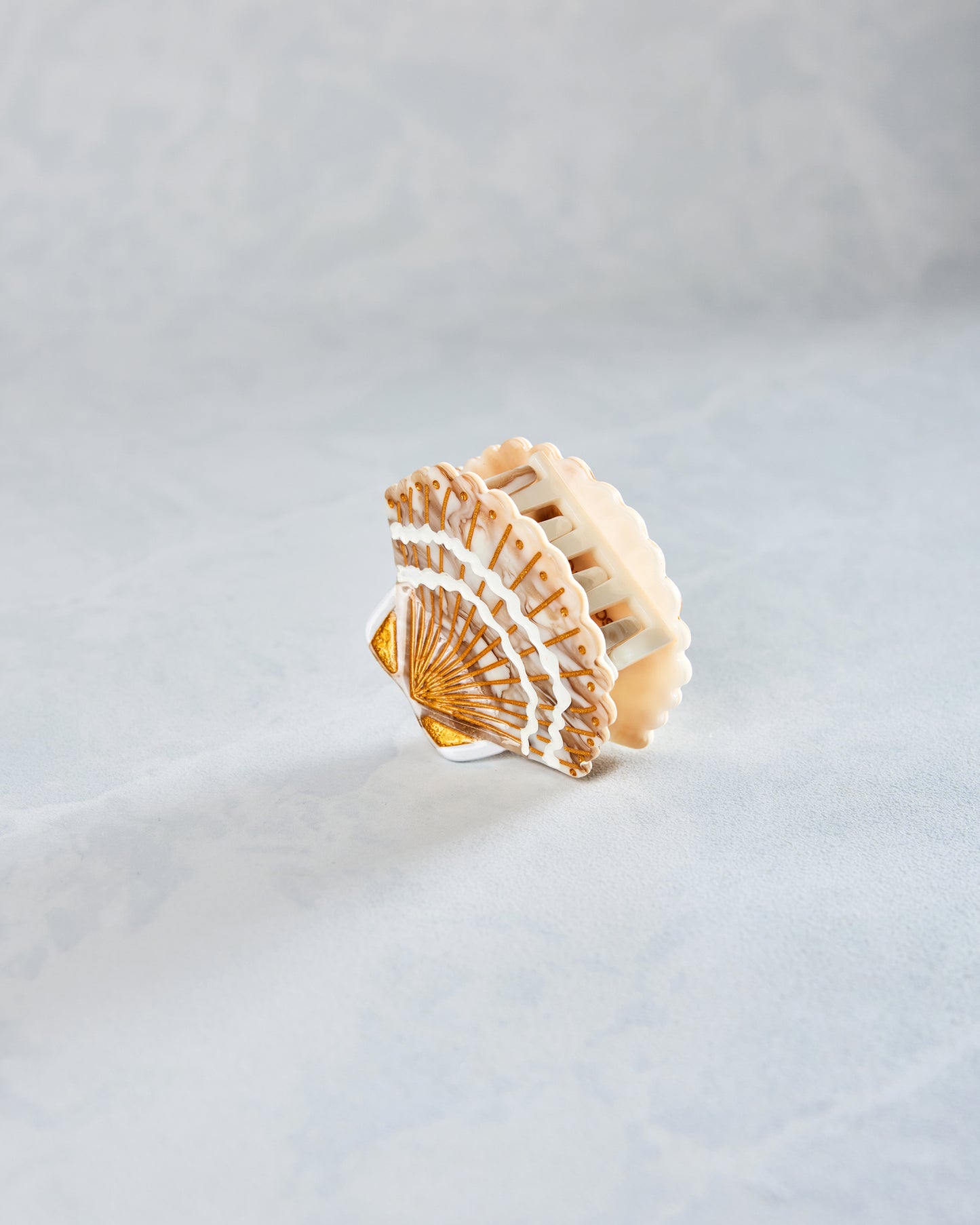 Golden Seashell - Hand-Painted Claw Hair Clip - Solar Eclipse