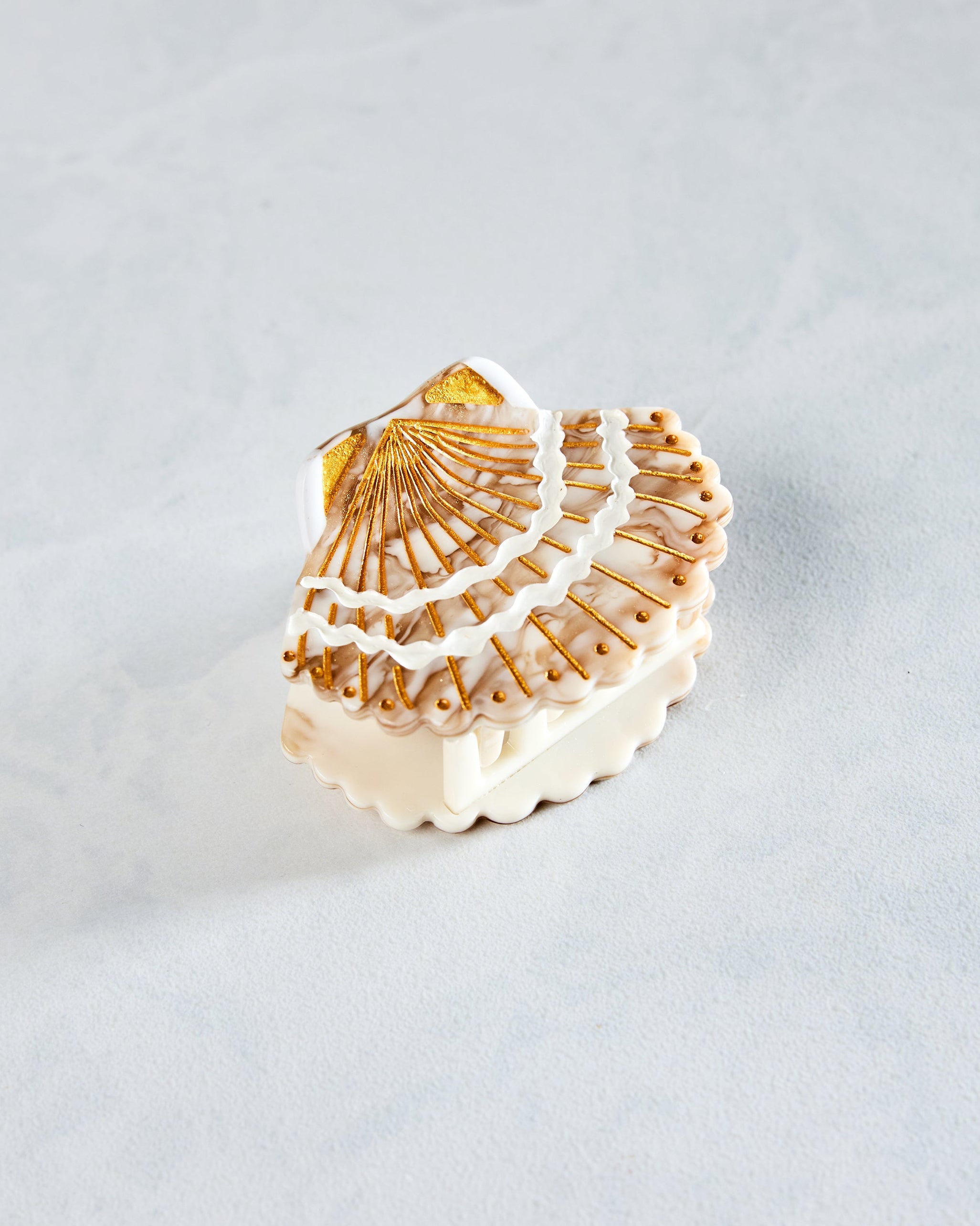 Golden Seashell - Hand-Painted Claw Hair Clip - Solar Eclipse