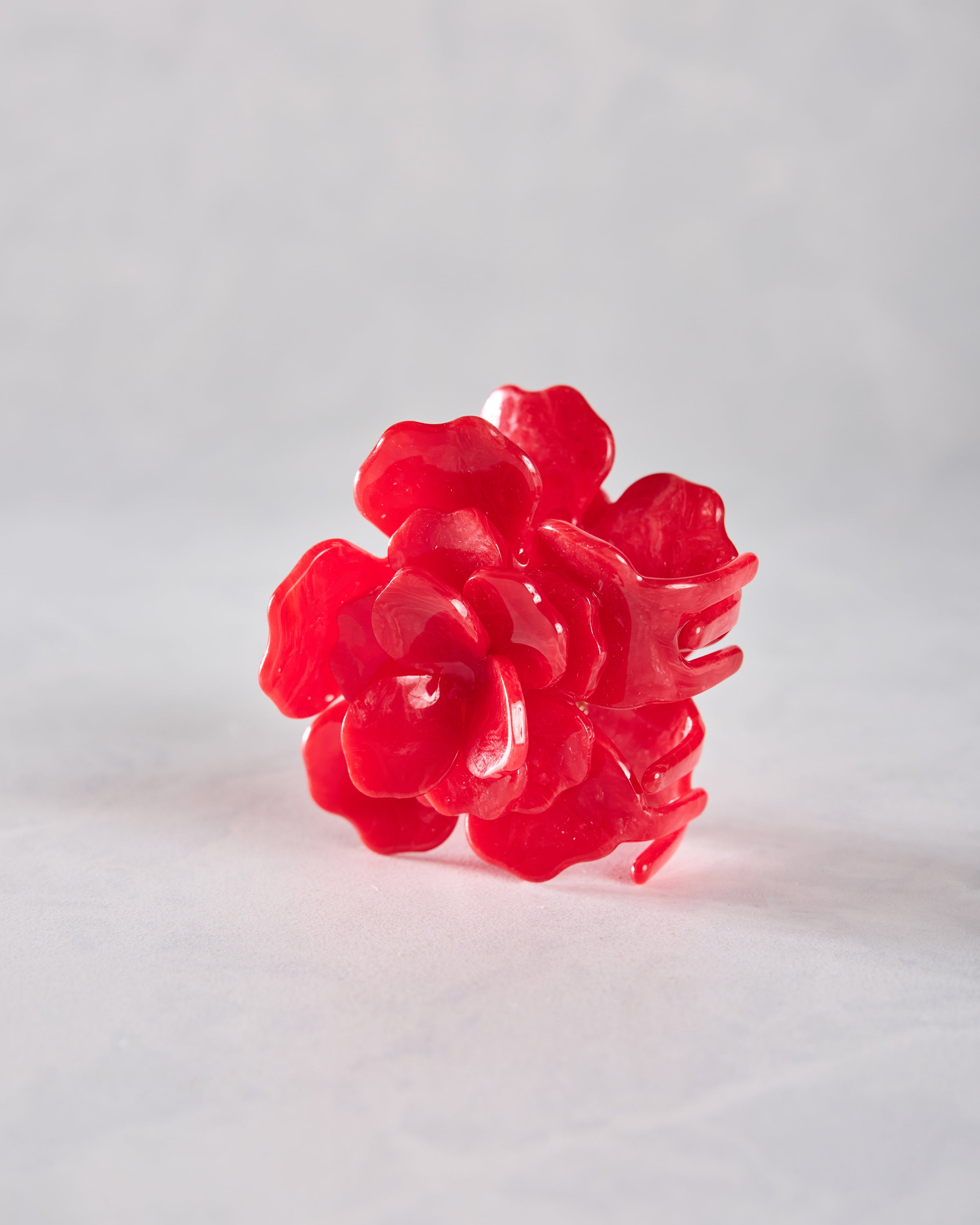 Red - Handmade Origami Gardenia Flower Claw Hair Clip - Solar