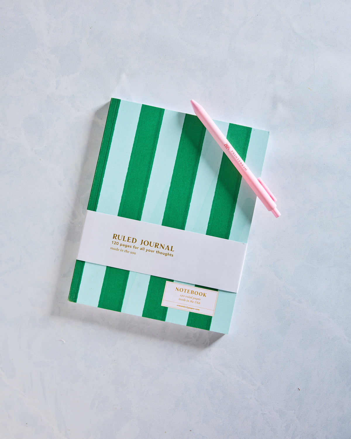 Green Cabana - Striped Perfect Bound Journal - One & Only Paper