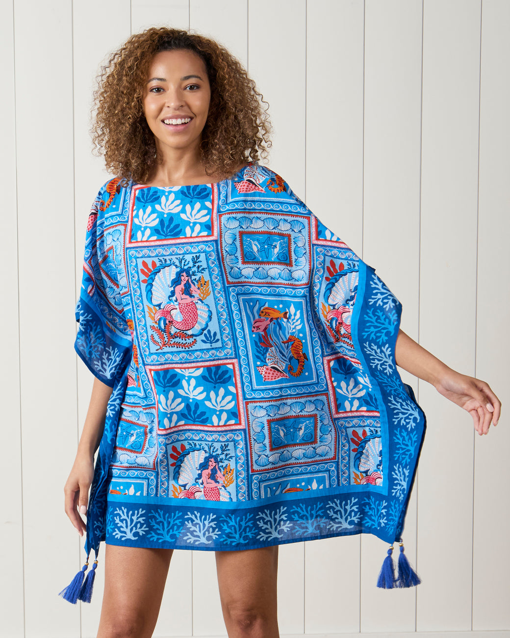 Tidal Tapestry - Cabana Club Cover-Up - Saltwater Blue - Printfresh