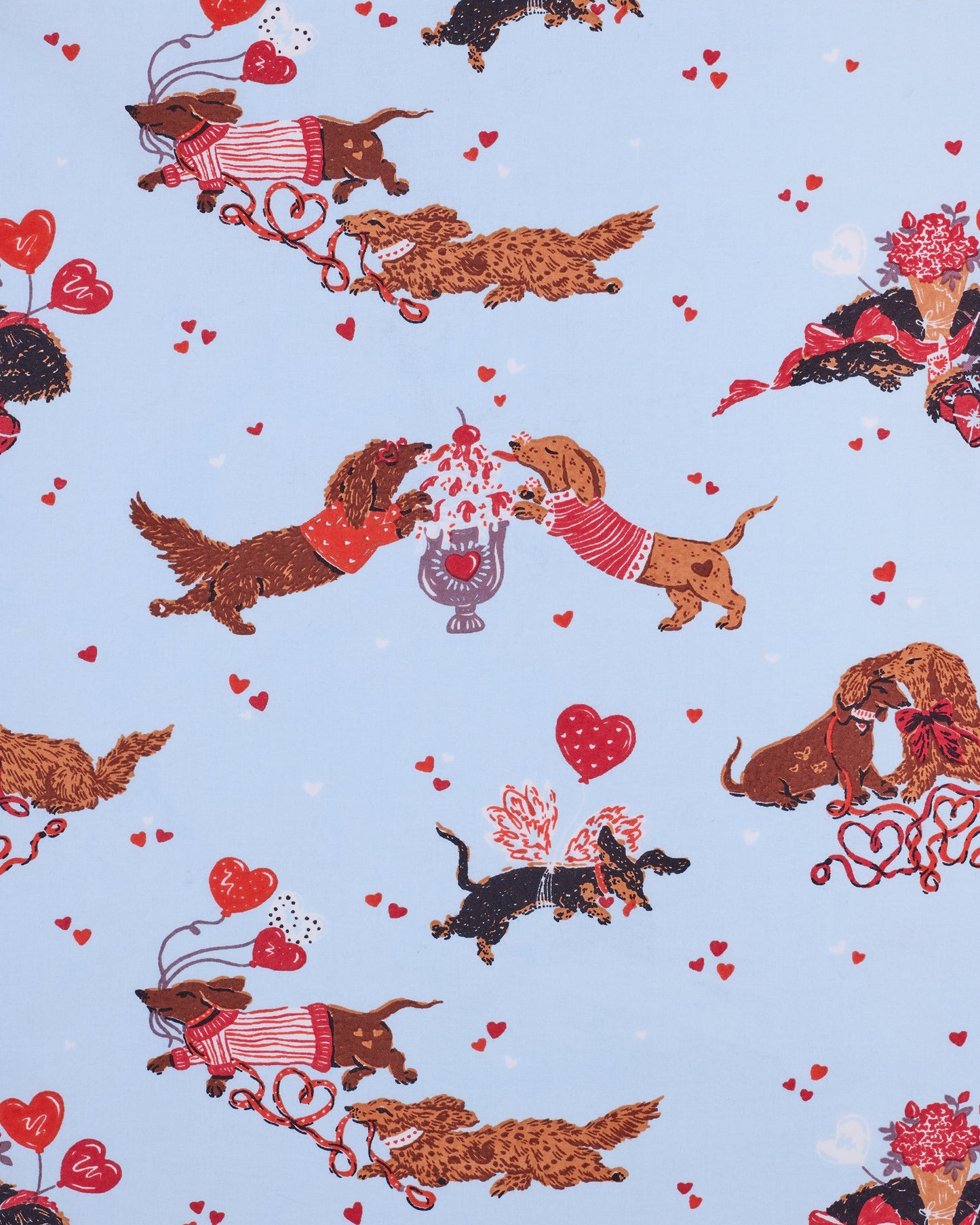 Dachshund Date - Men's Long PJ Set - Pale Blue - Printfresh