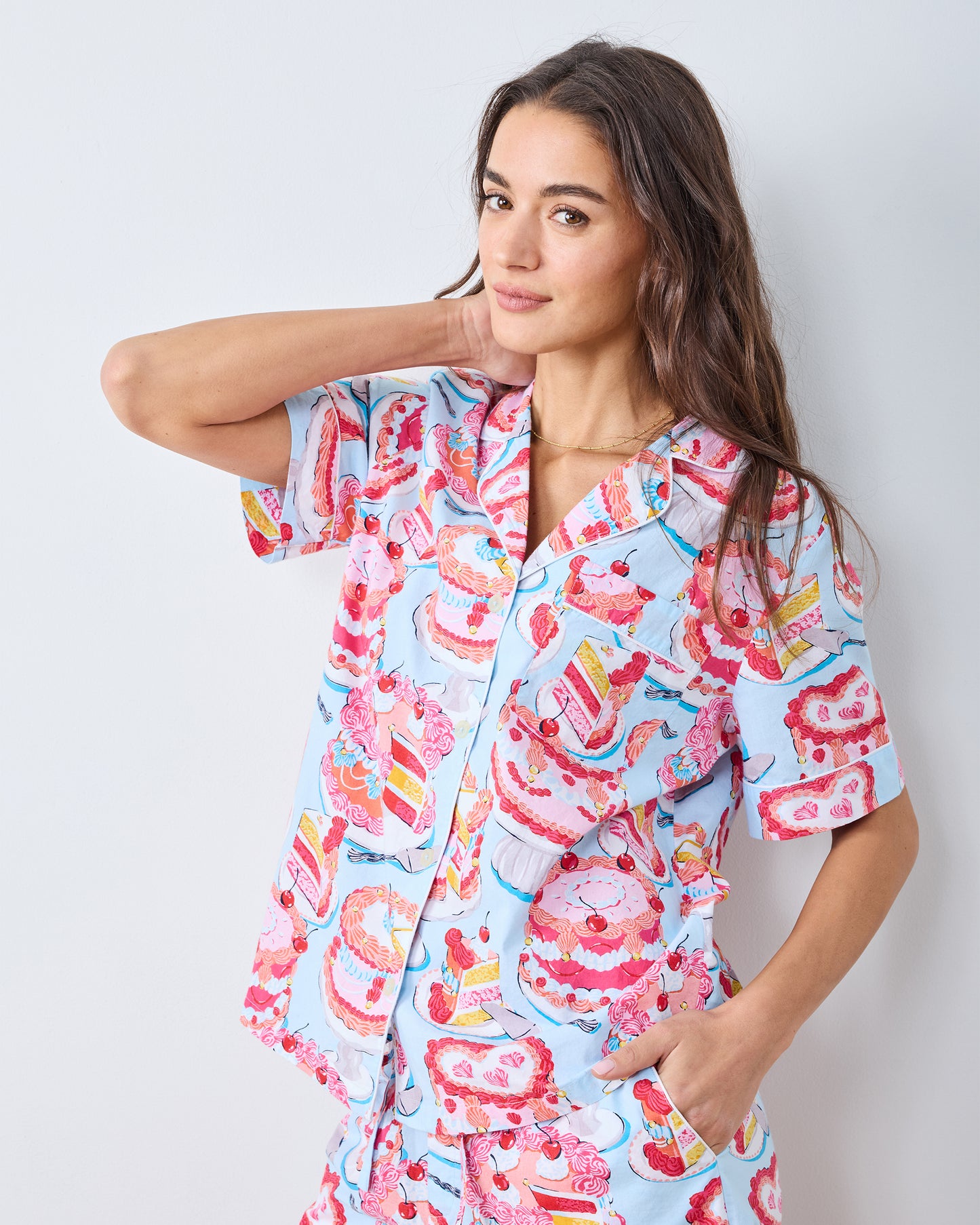 Vintage Cakes - Short PJ Set - Pale Blue - Printfresh