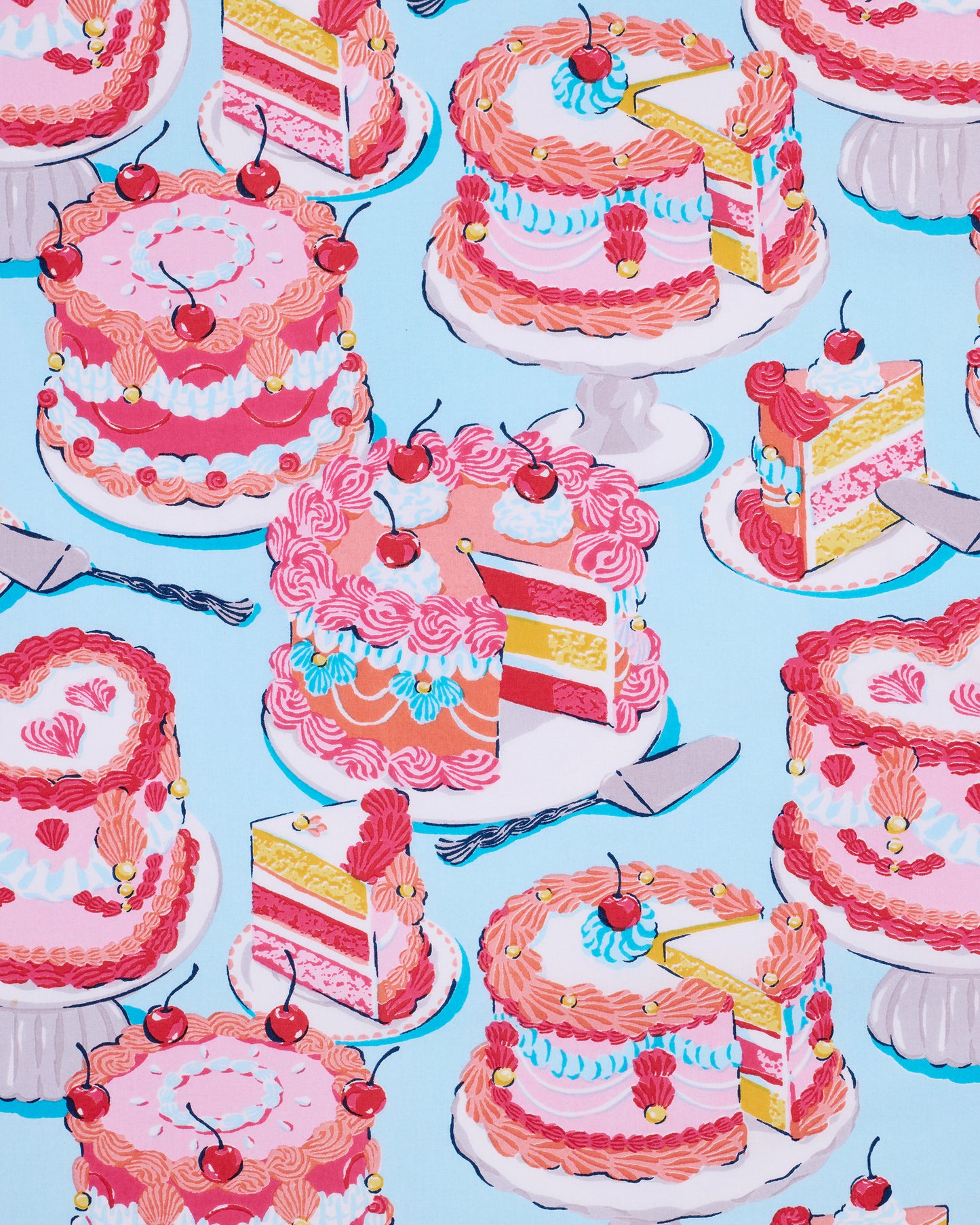Vintage Cakes - Long PJ Set - Blue Buttercream - Printfresh