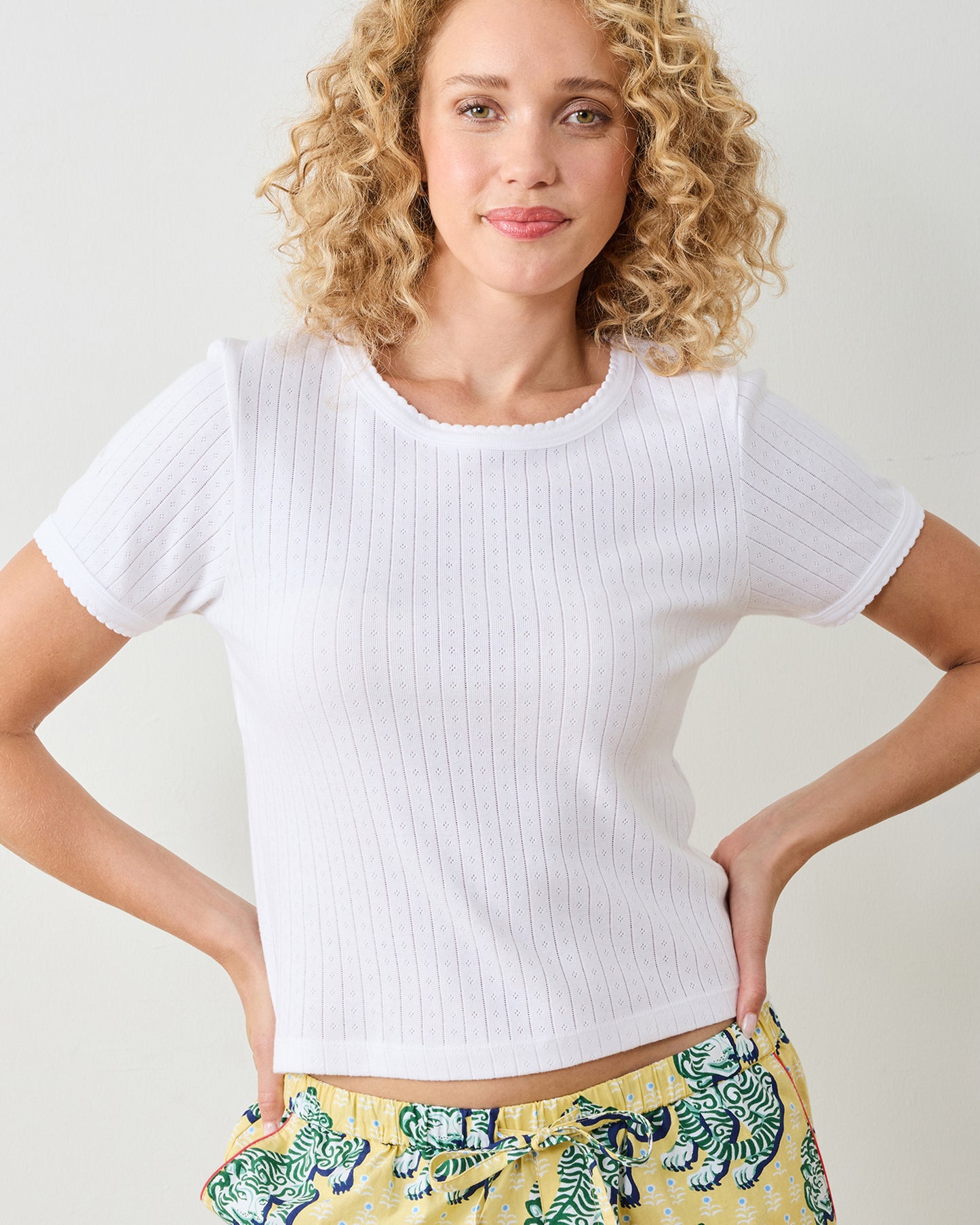 Pointelle Short Sleeve Tee - Cloud - Printfresh