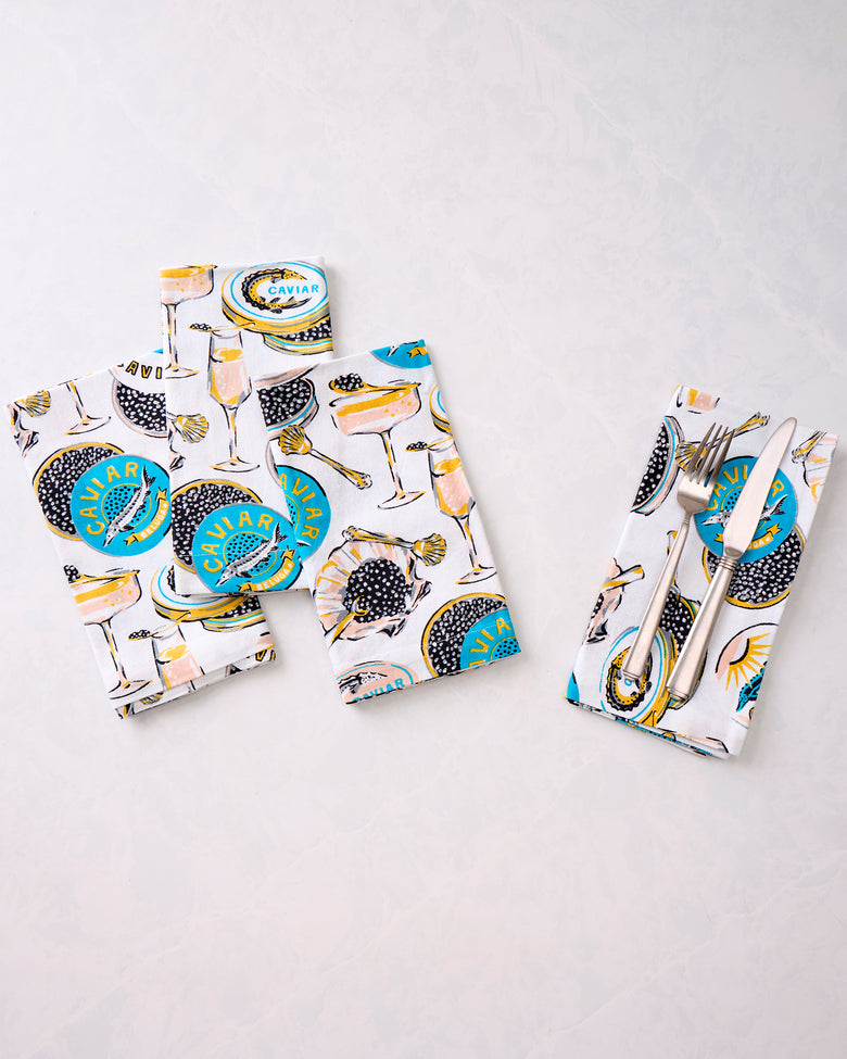 Champagne & Caviar - Dinner Napkins Set of 4 - Cloud - Printfresh