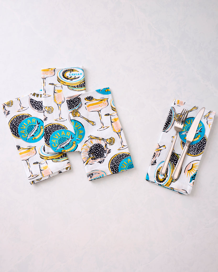 Champagne & Caviar - Dinner Napkins Set of 4 - Cloud - Printfresh