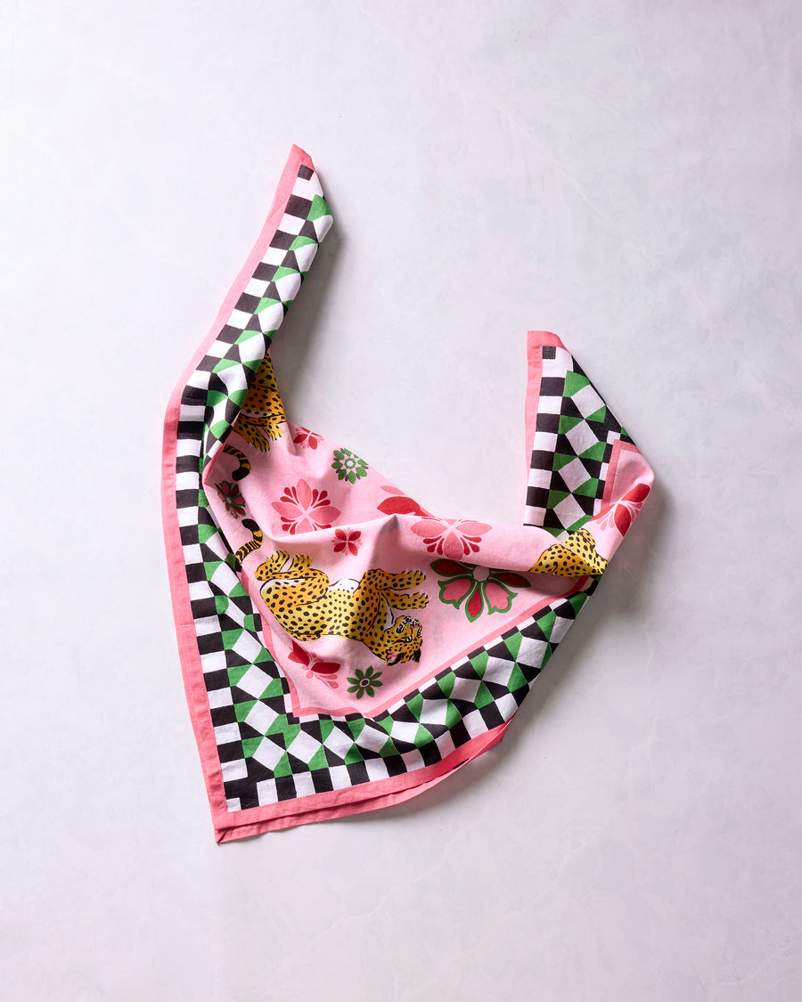 Bagheera Kaleidoscope - Printed Bandana Scarf - Blush - Printfresh