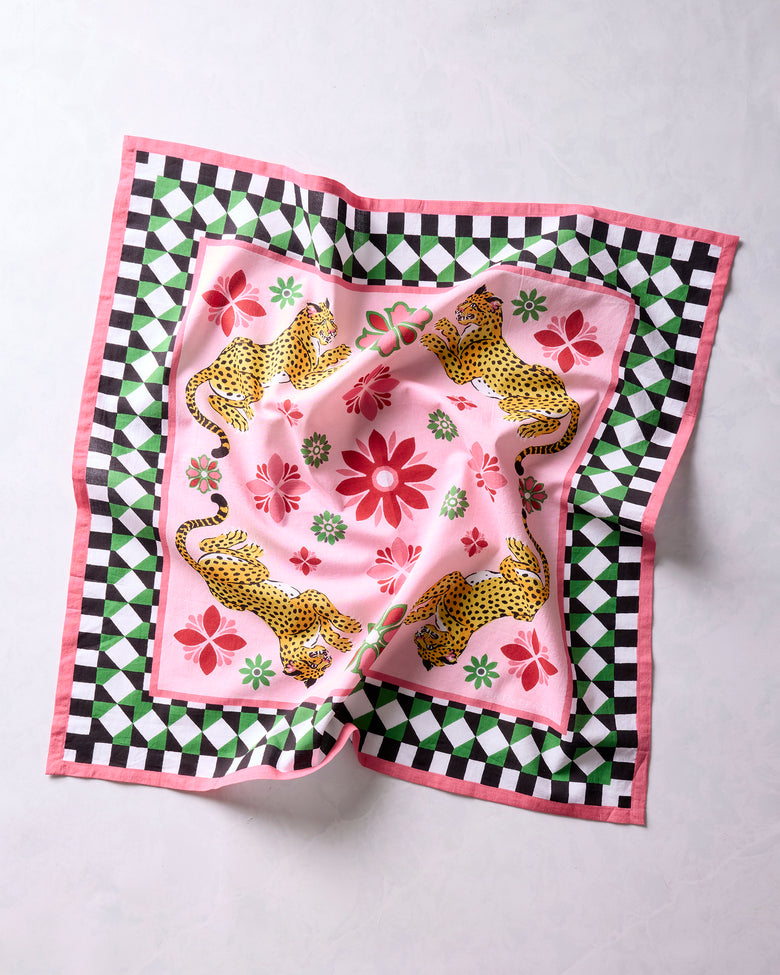 Bagheera Kaleidoscope - Printed Bandana Scarf - Blush - Printfresh